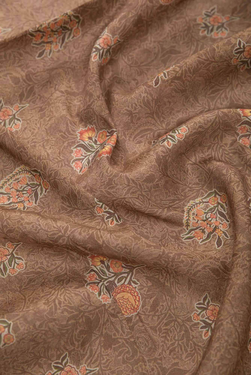 Brown Chanderi Silk Dress Material