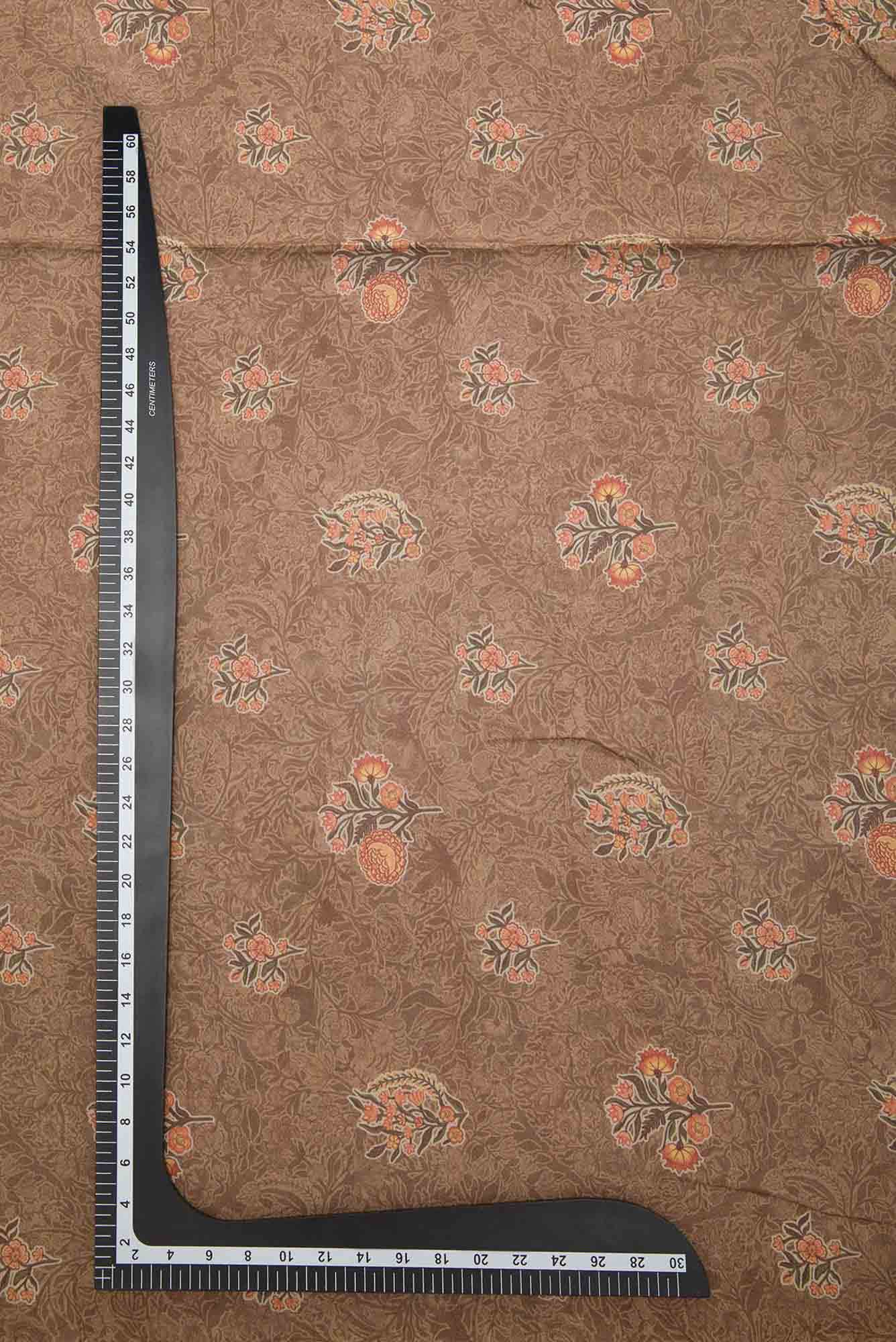 Brown Chanderi Silk Dress Material