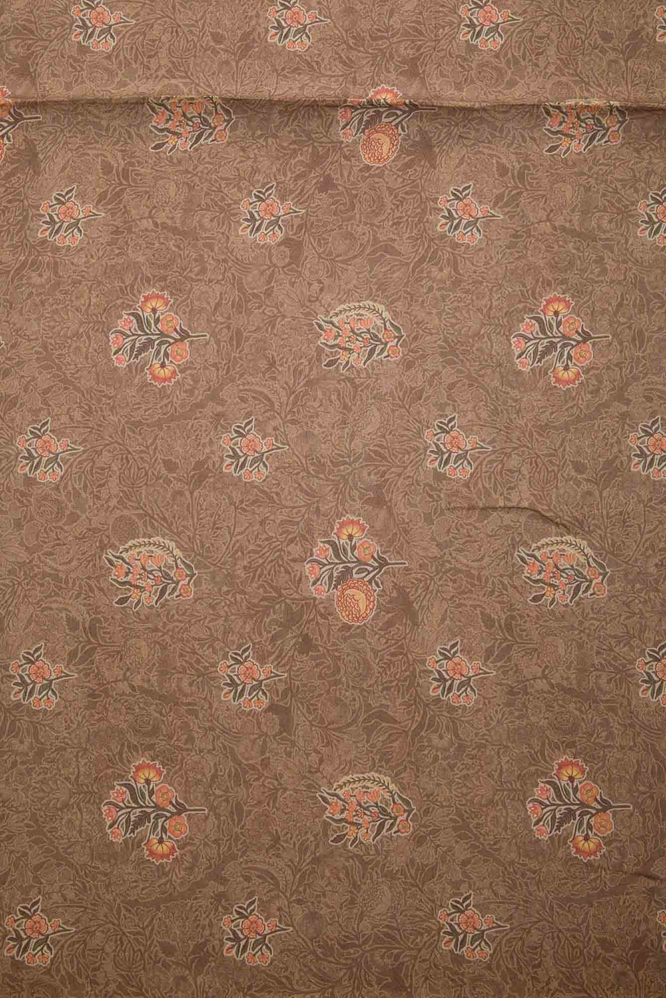 Brown Chanderi Silk Dress Material