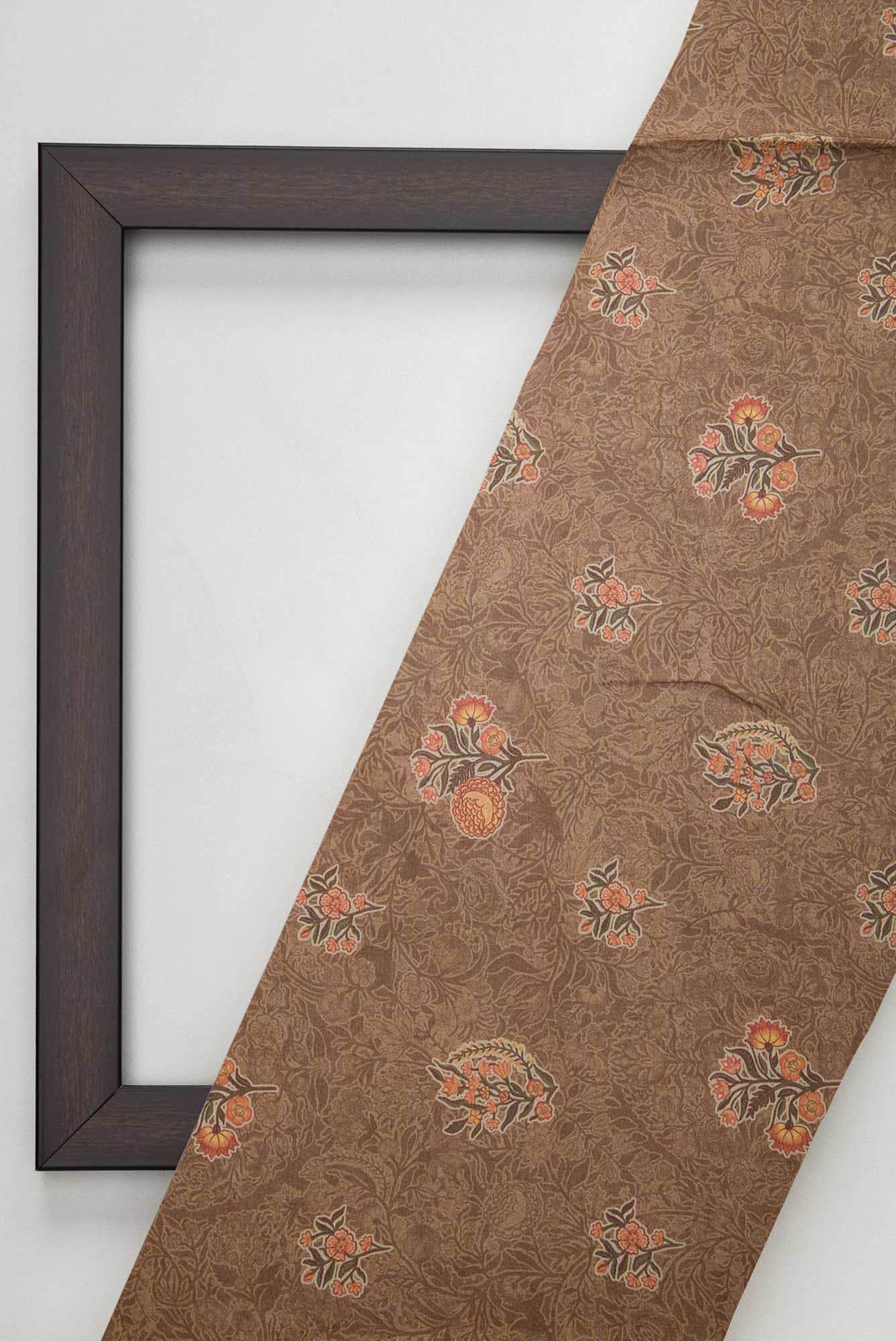 Brown Chanderi Silk Dress Material