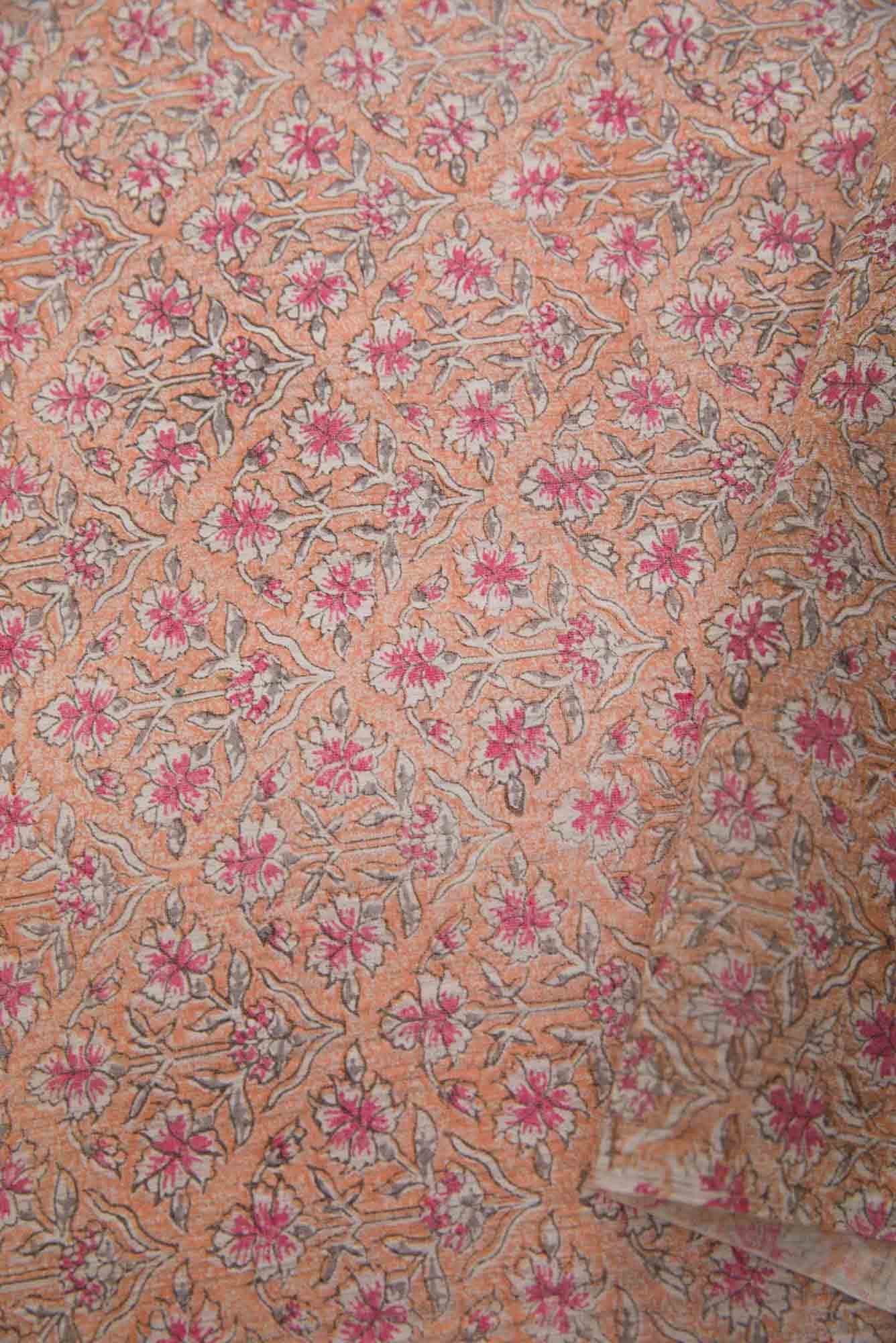 Brown Chanderi Silk Dress Material