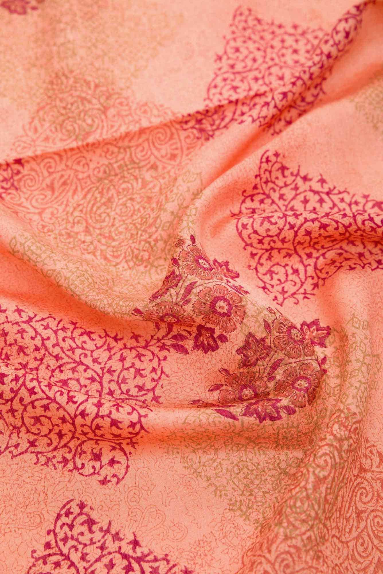 Peach Chanderi Silk Dress Material