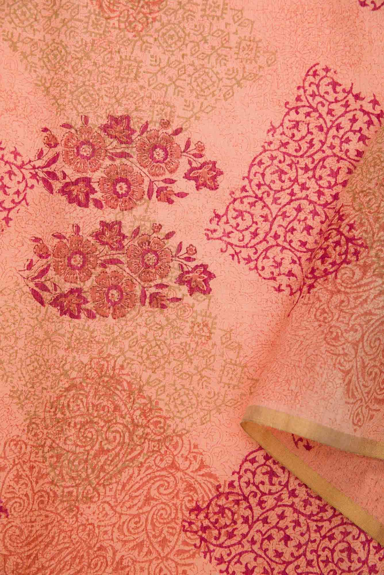 Peach Chanderi Silk Dress Material