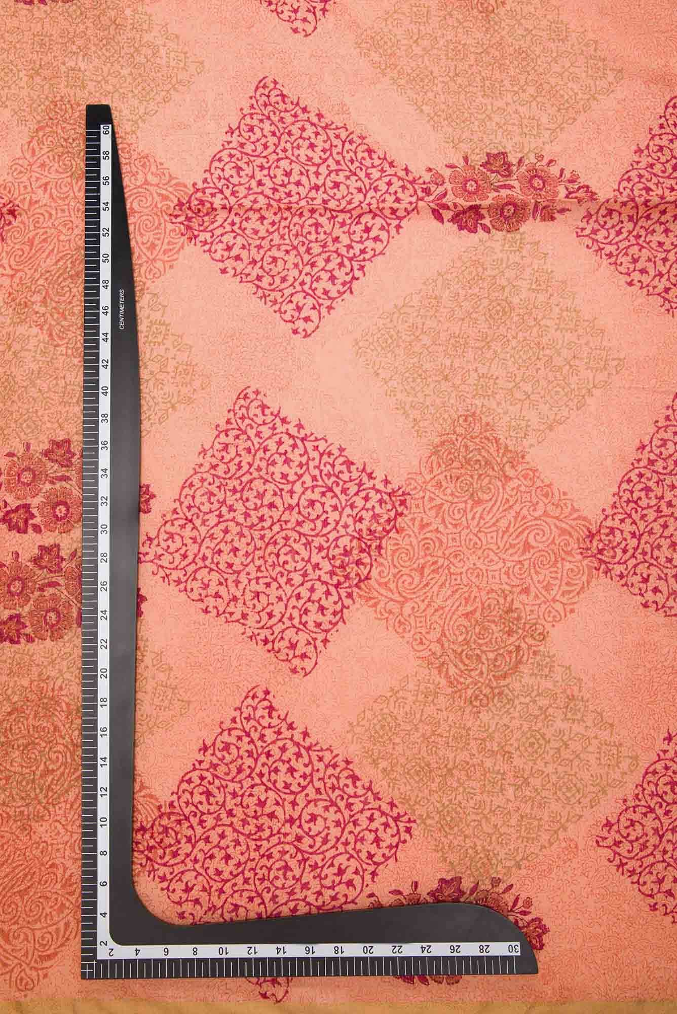 Peach Chanderi Silk Dress Material