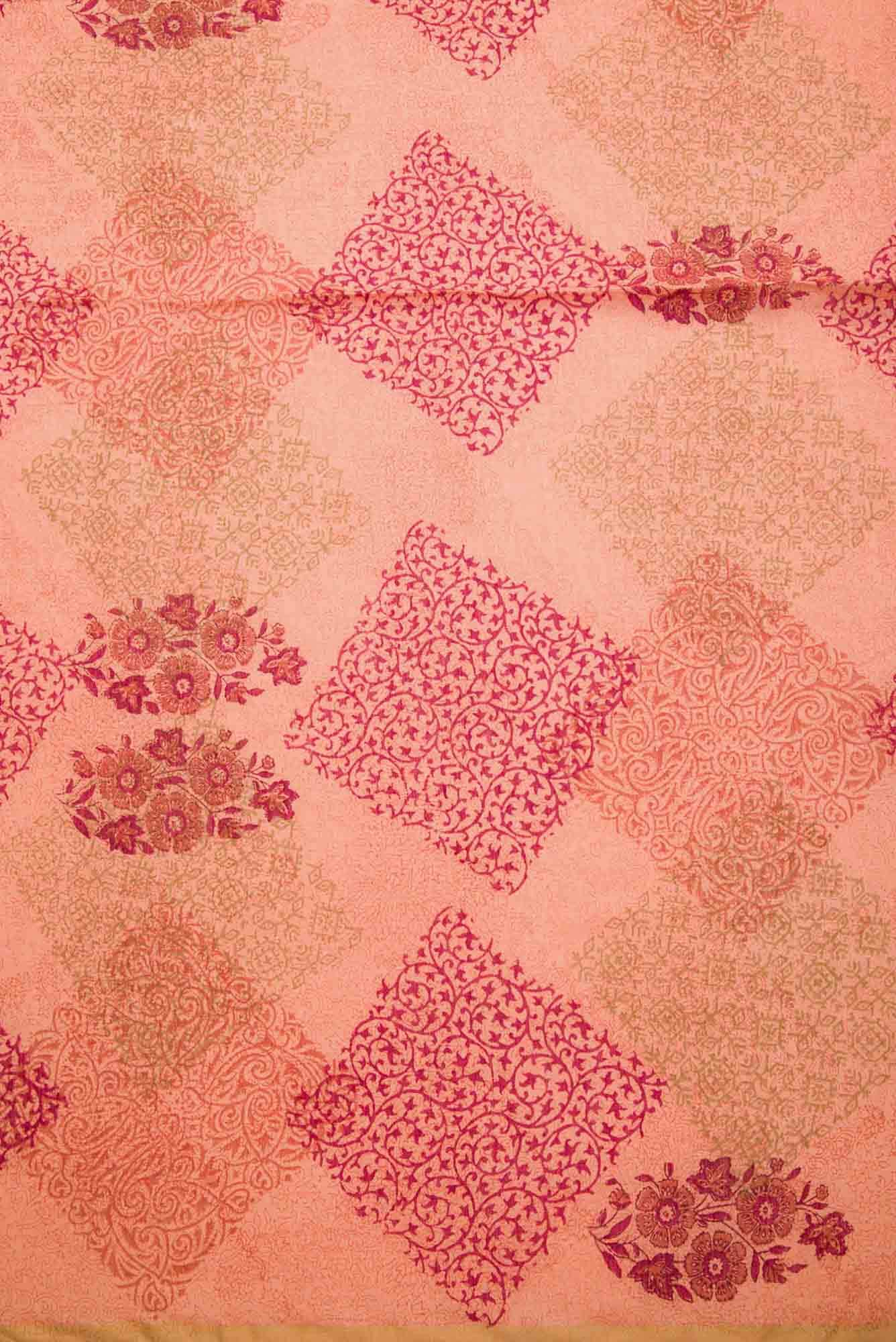 Peach Chanderi Silk Dress Material