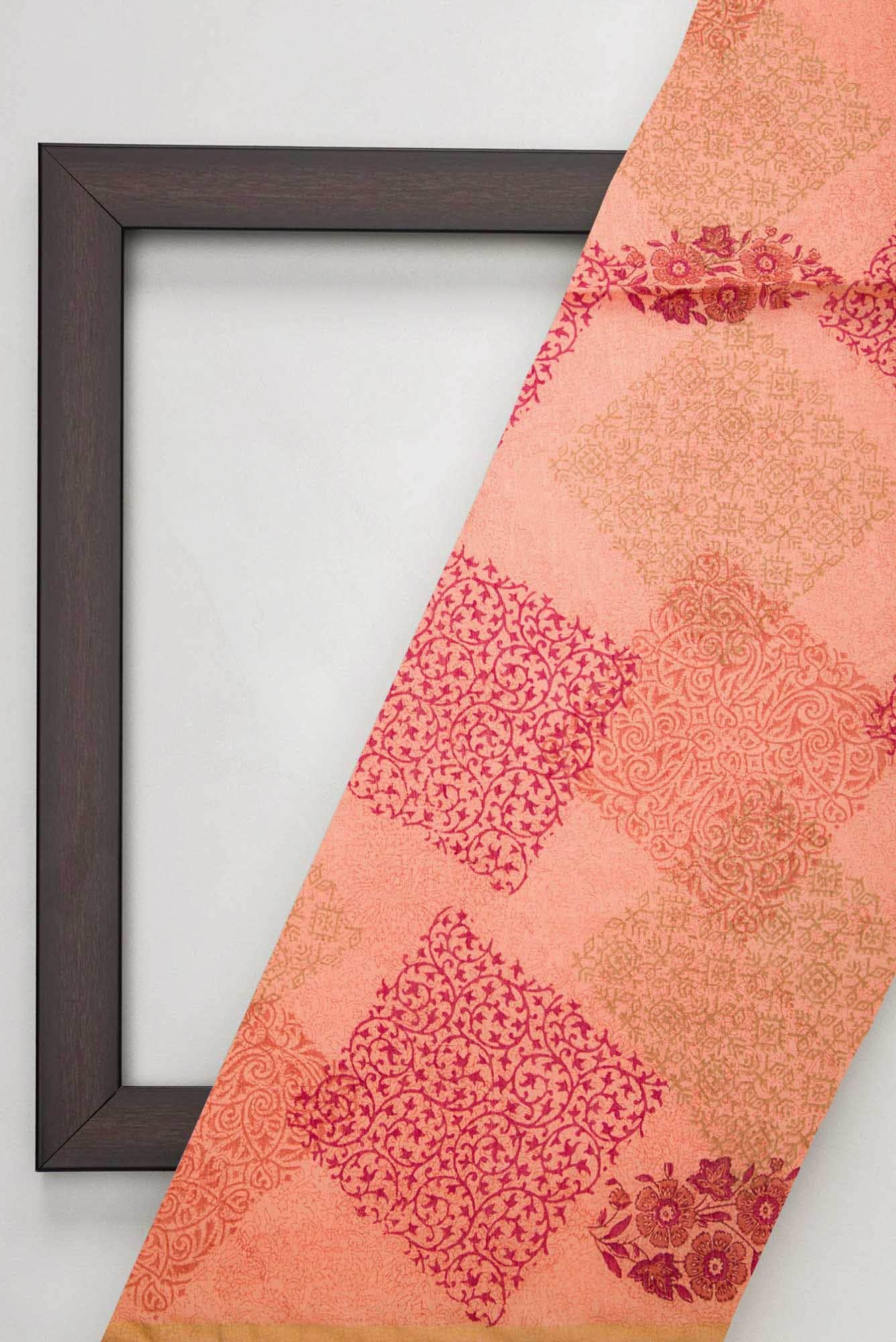 Peach Chanderi Silk Dress Material