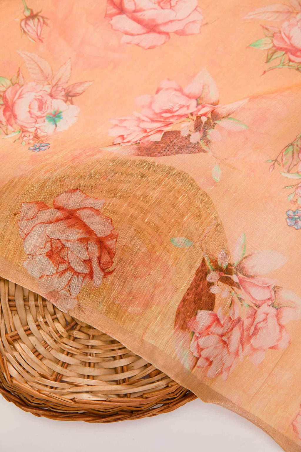 Golden Peach Chanderi Silk Dress Material