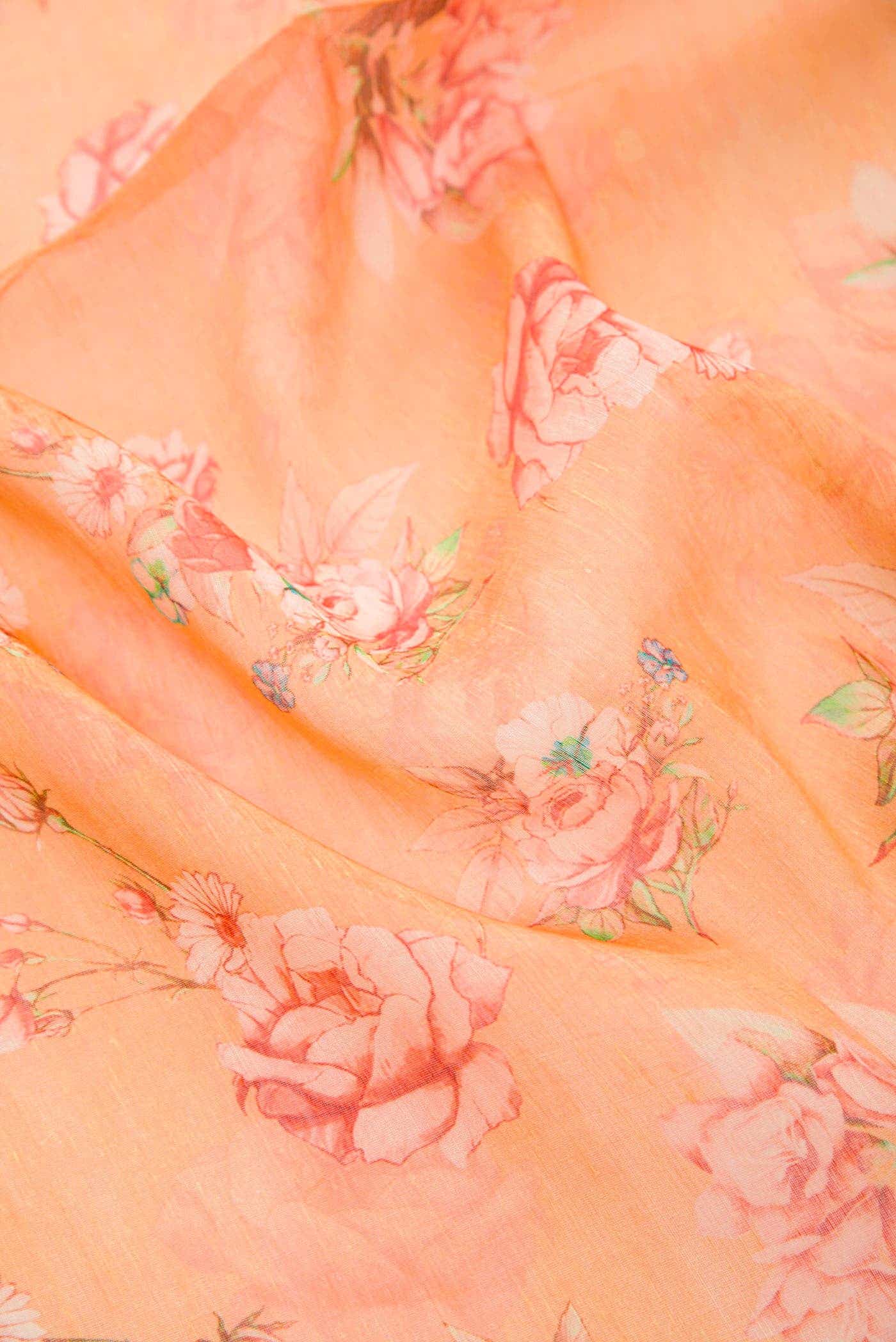 Golden Peach Chanderi Silk Dress Material