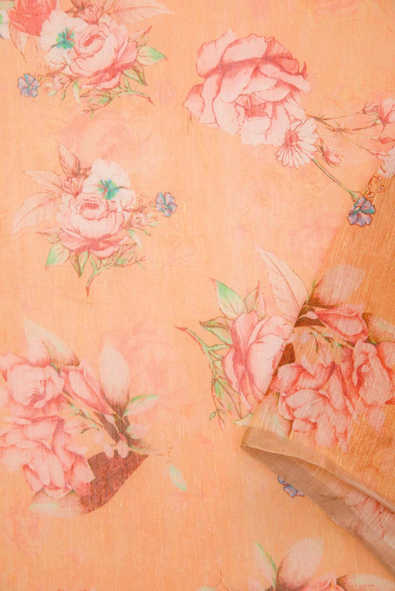 Golden Peach Chanderi Silk Dress Material
