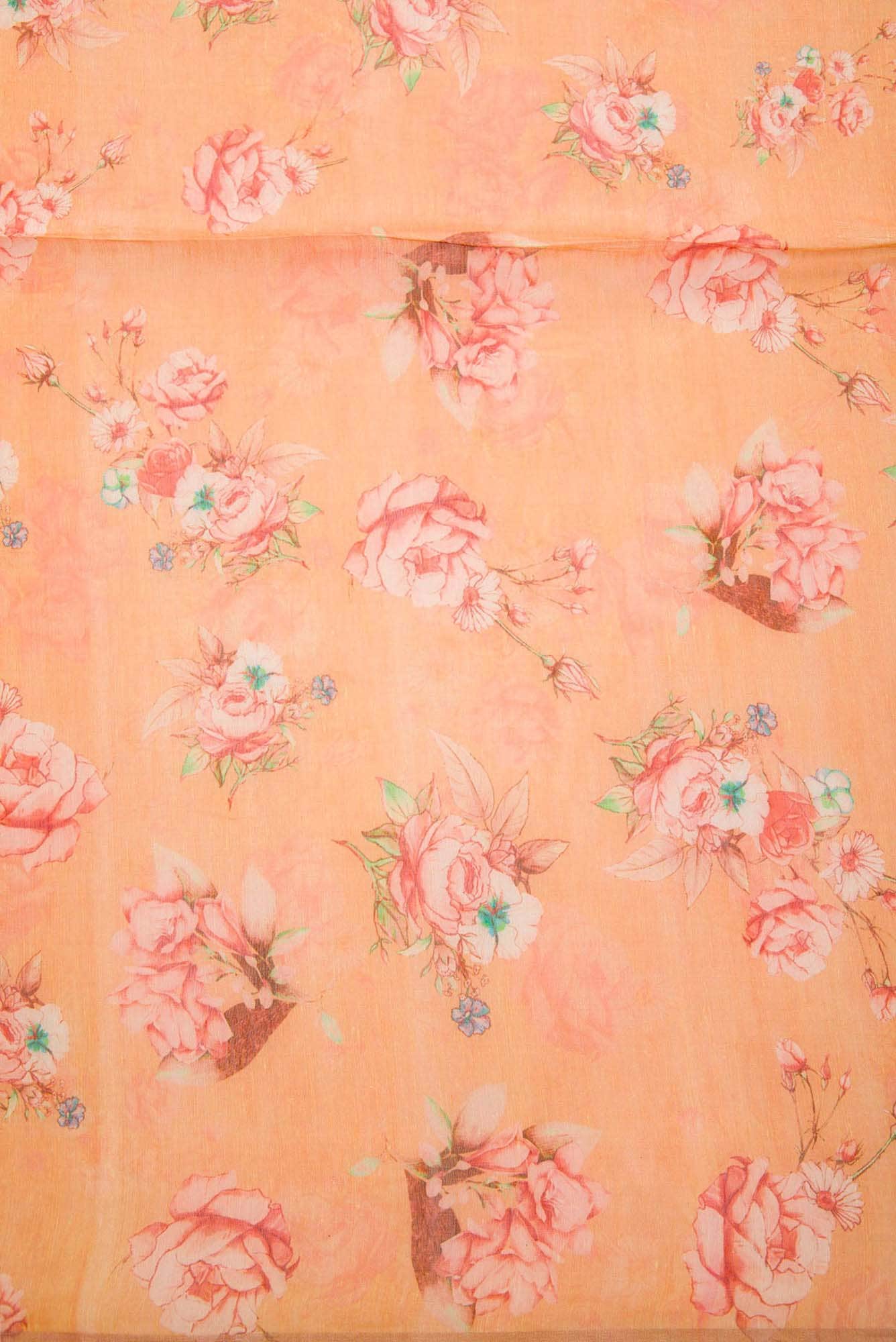 Golden Peach Chanderi Silk Dress Material