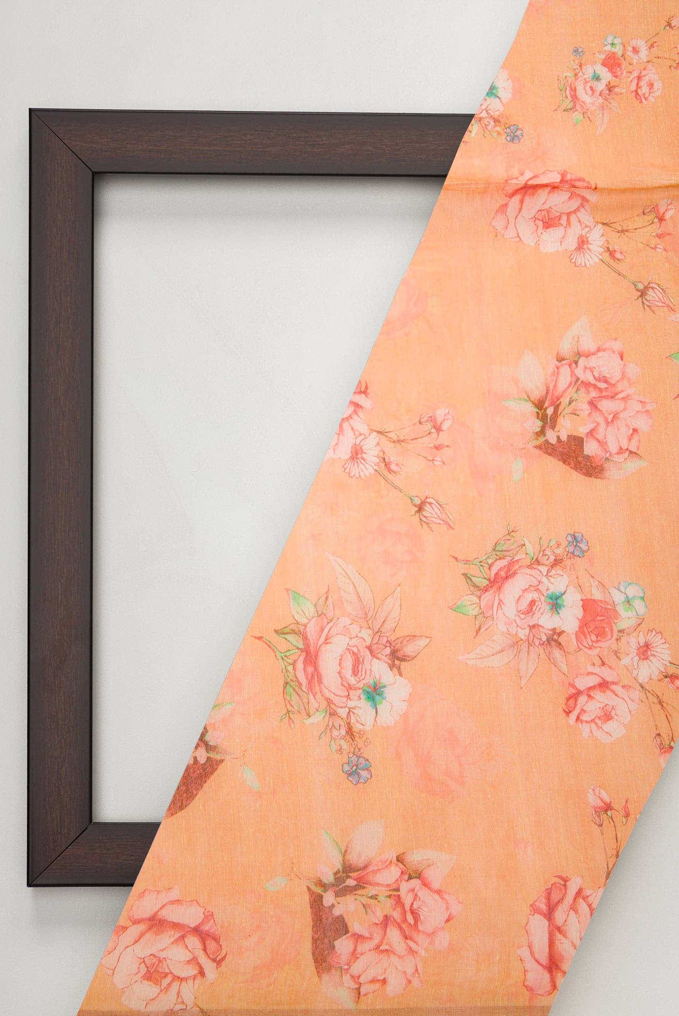 Golden Peach Chanderi Silk Dress Material