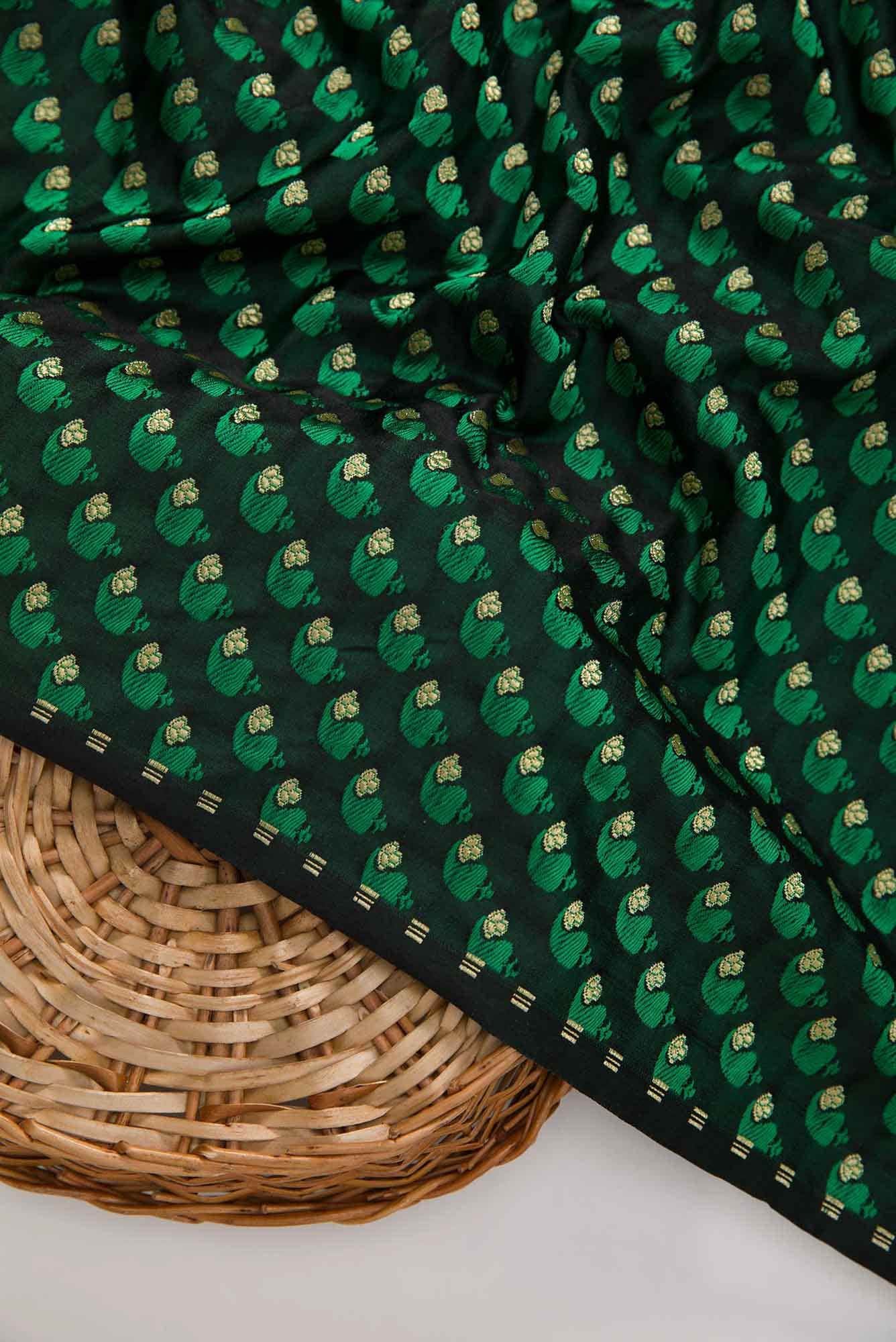 Black Banarasi Silk Dress Material