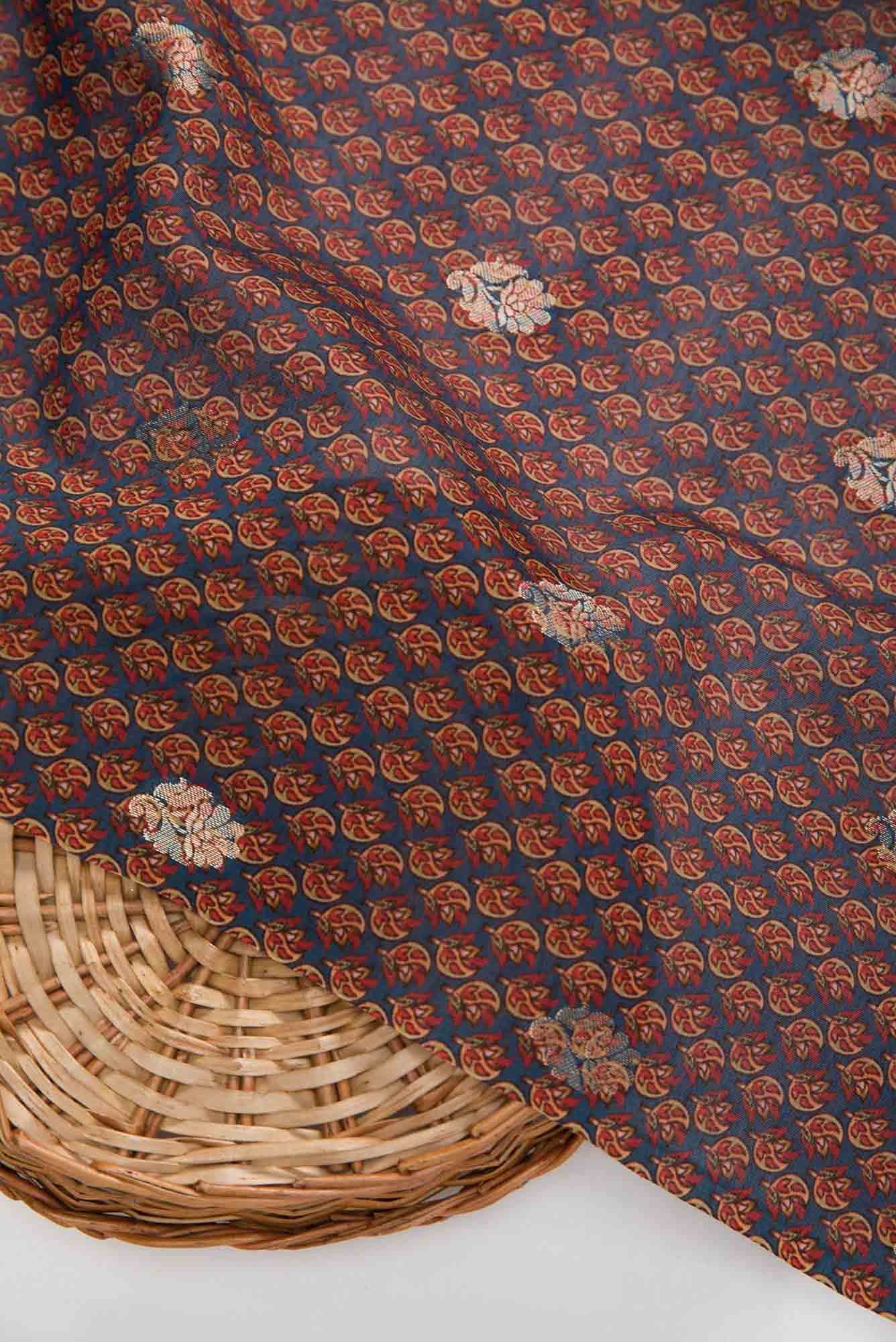 Blue Chanderi Silk Dress Material