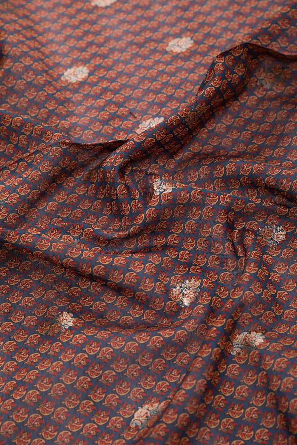 Blue Chanderi Silk Dress Material