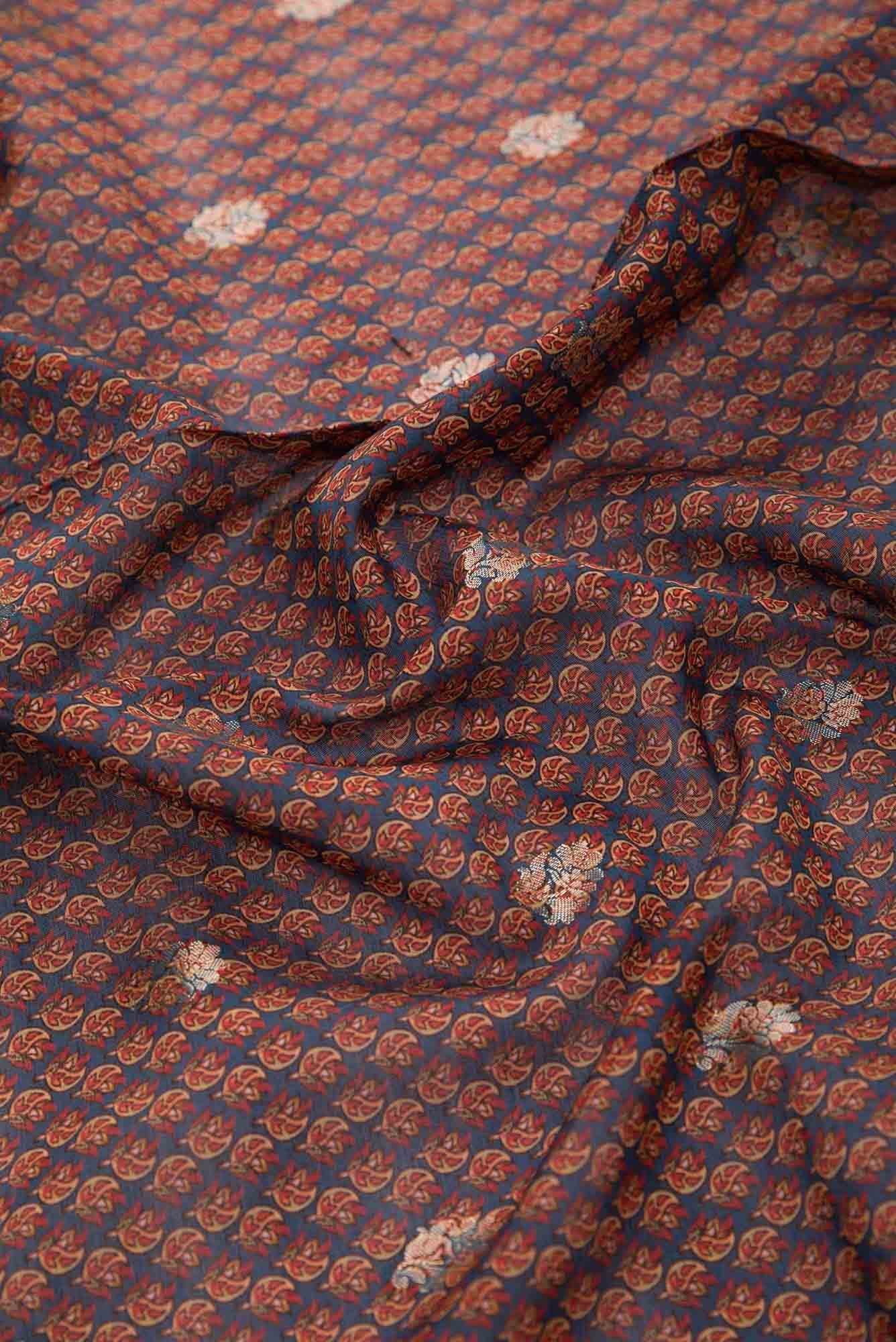 Blue Chanderi Silk Dress Material