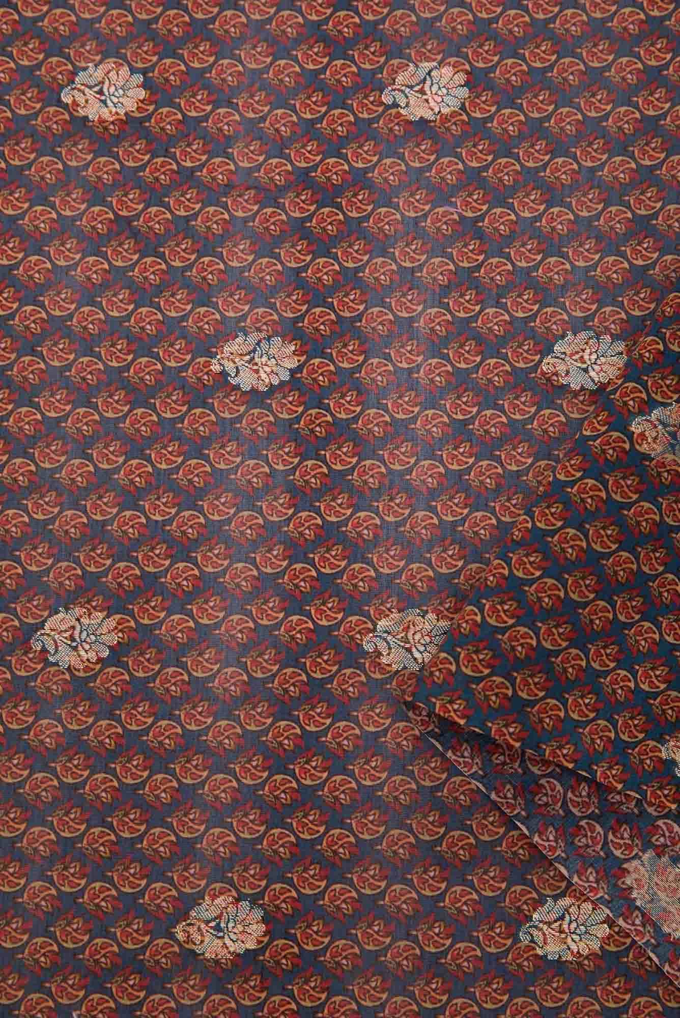 Blue Chanderi Silk Dress Material