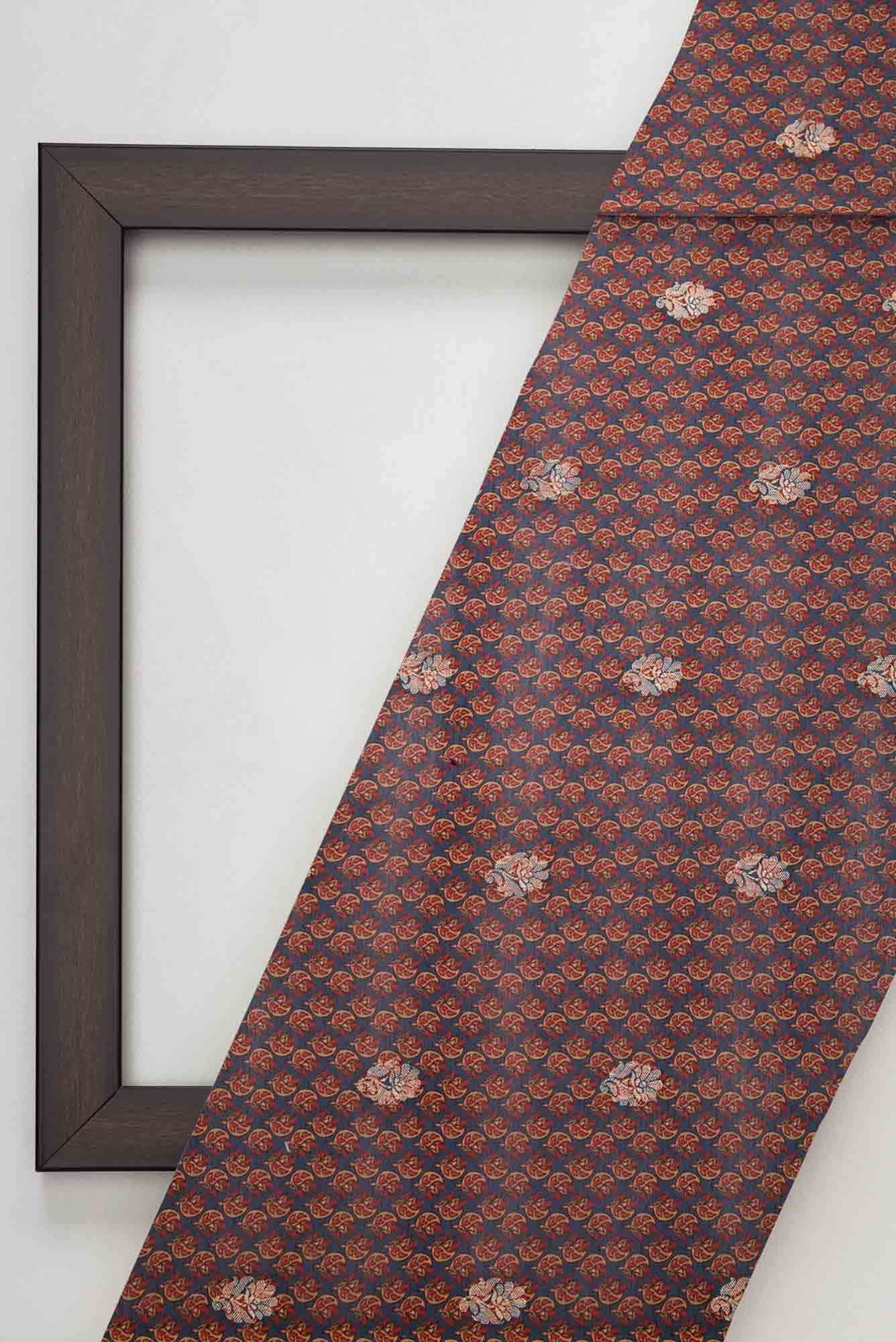 Blue Chanderi Silk Dress Material