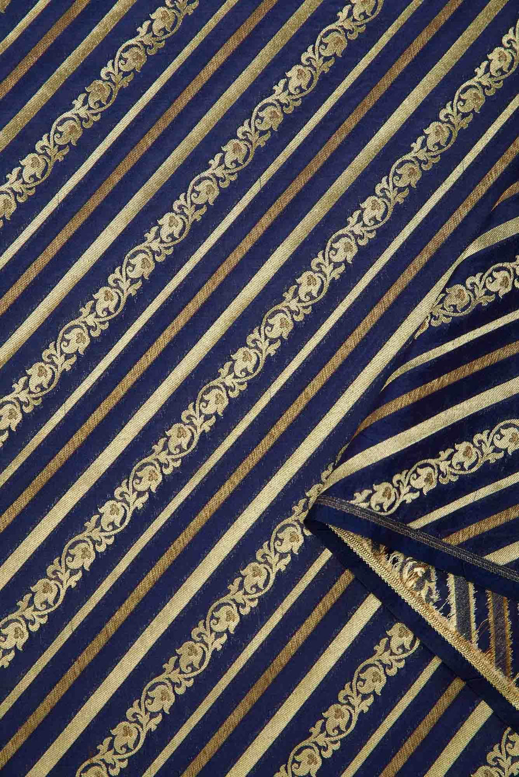 Navy Blue Banarasi Silk Dress Material