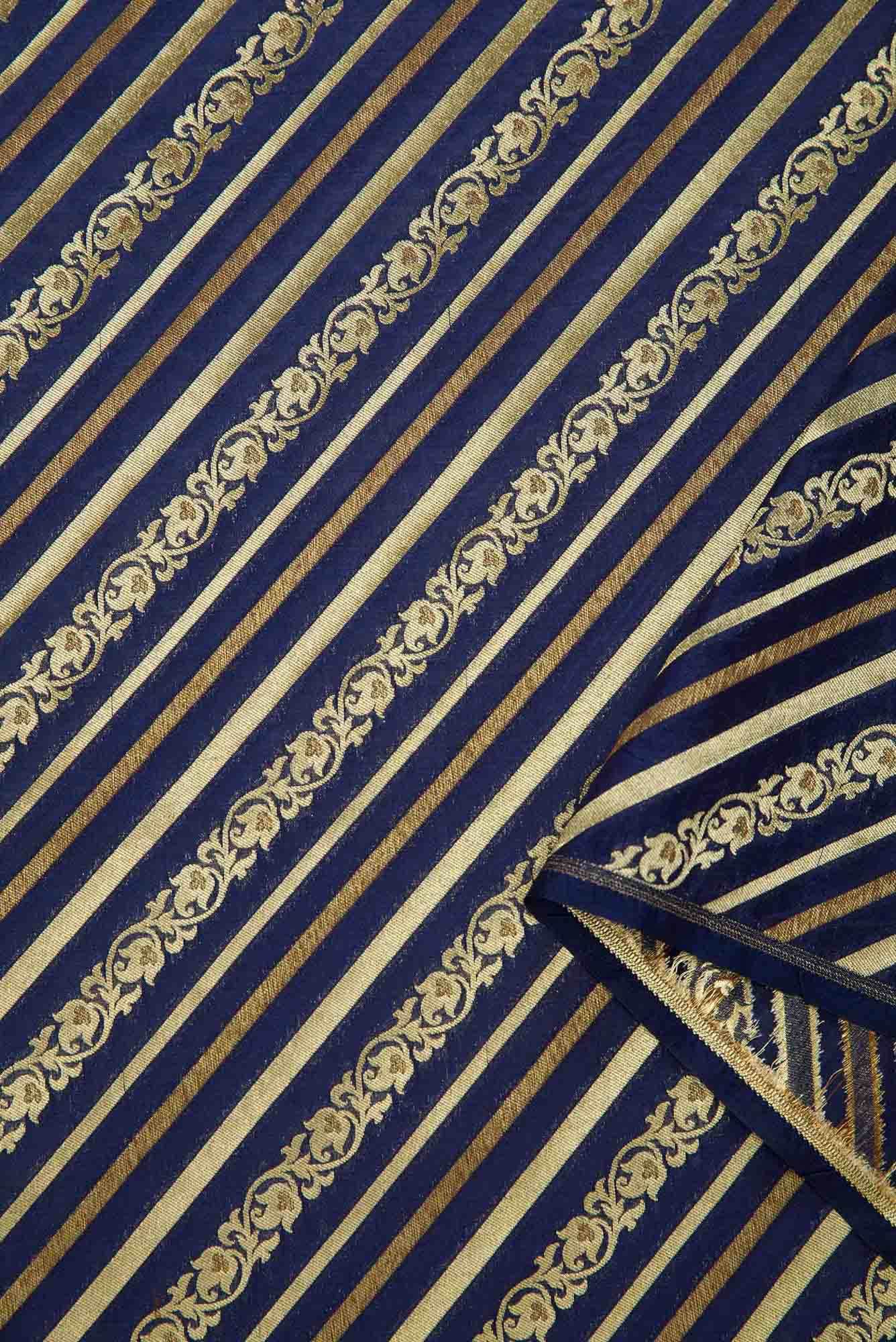 Navy Blue Banarasi Silk Dress Material