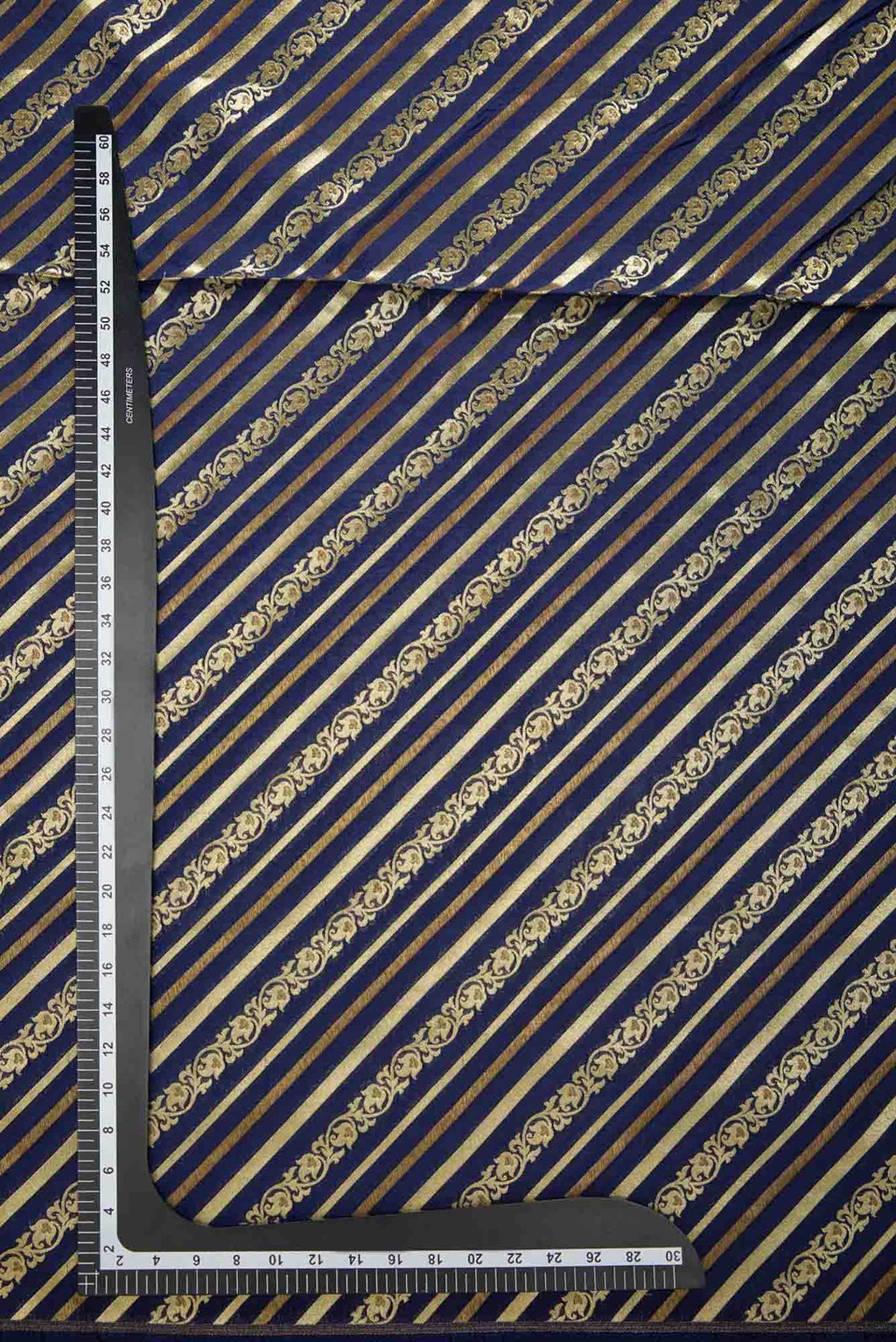 Navy Blue Banarasi Silk Dress Material