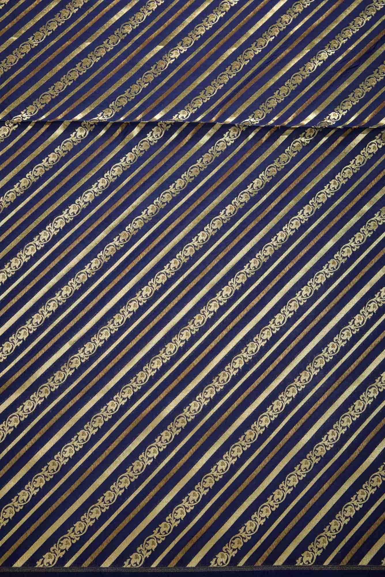 Navy Blue Banarasi Silk Dress Material