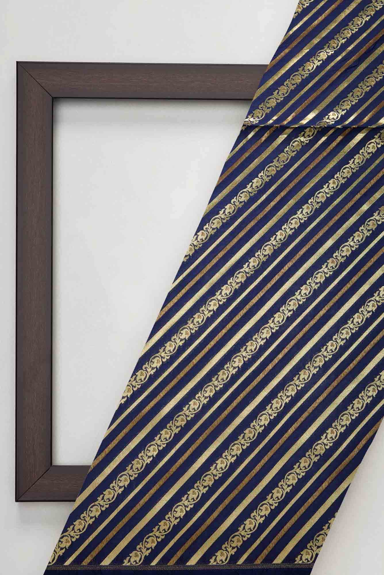 Navy Blue Banarasi Silk Dress Material