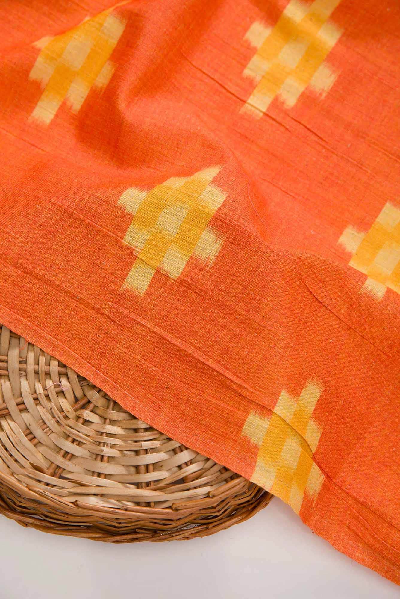 Orange Chanderi Silk Dress Material