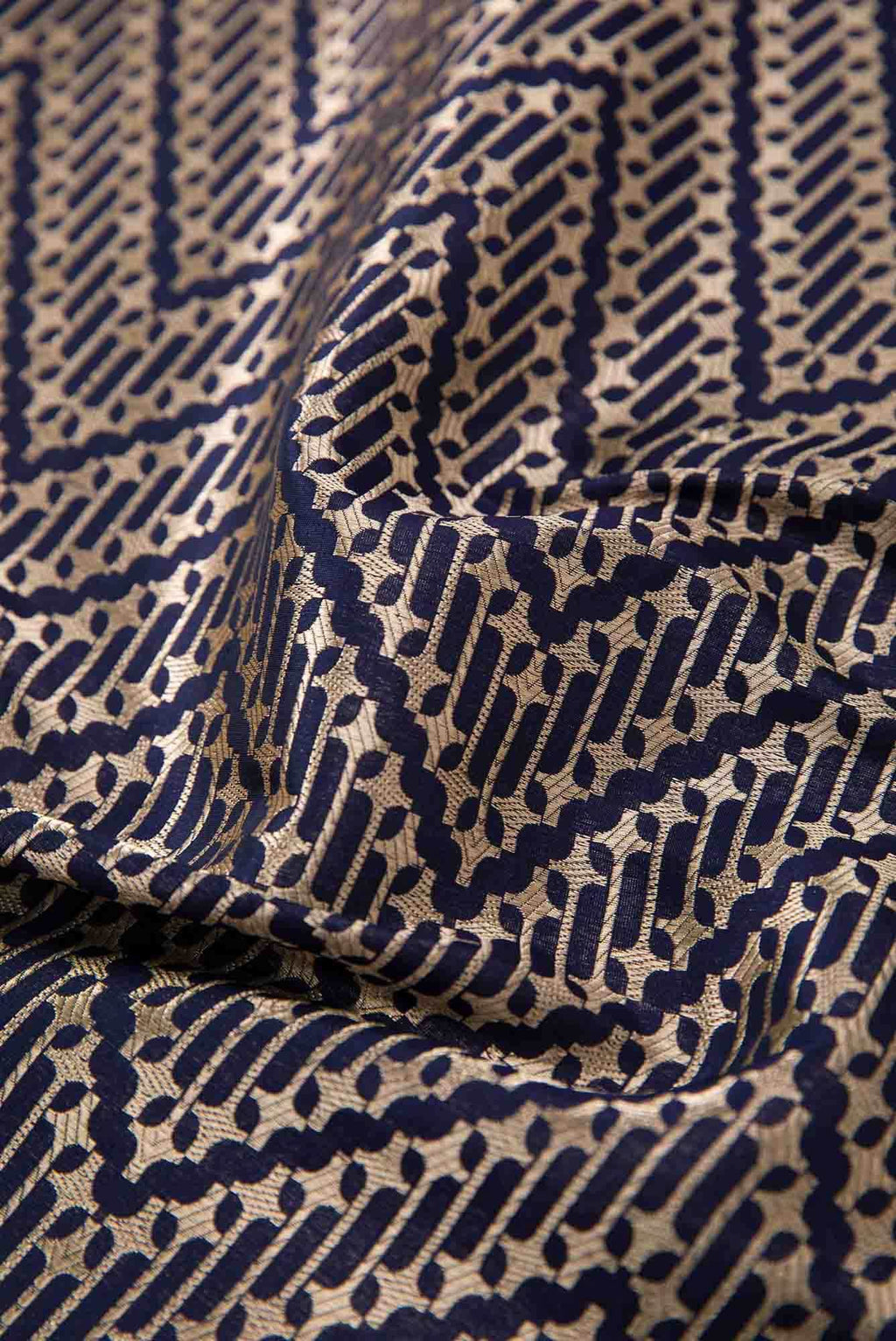 Navy Blue Banarasi Silk Dress Material