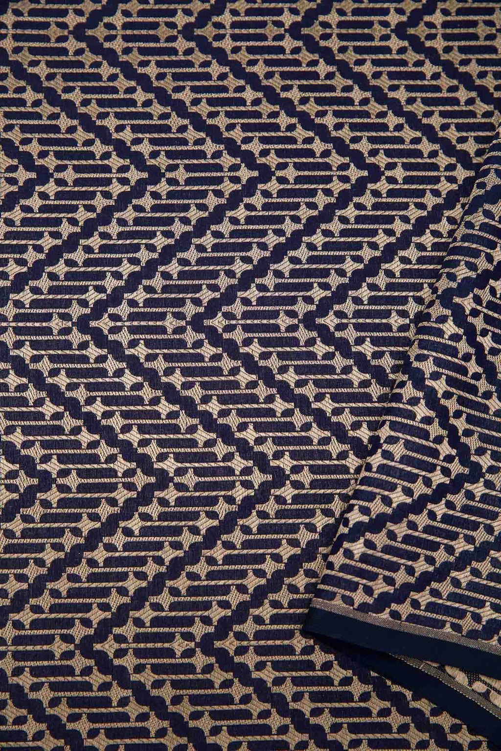 Navy Blue Banarasi Silk Dress Material