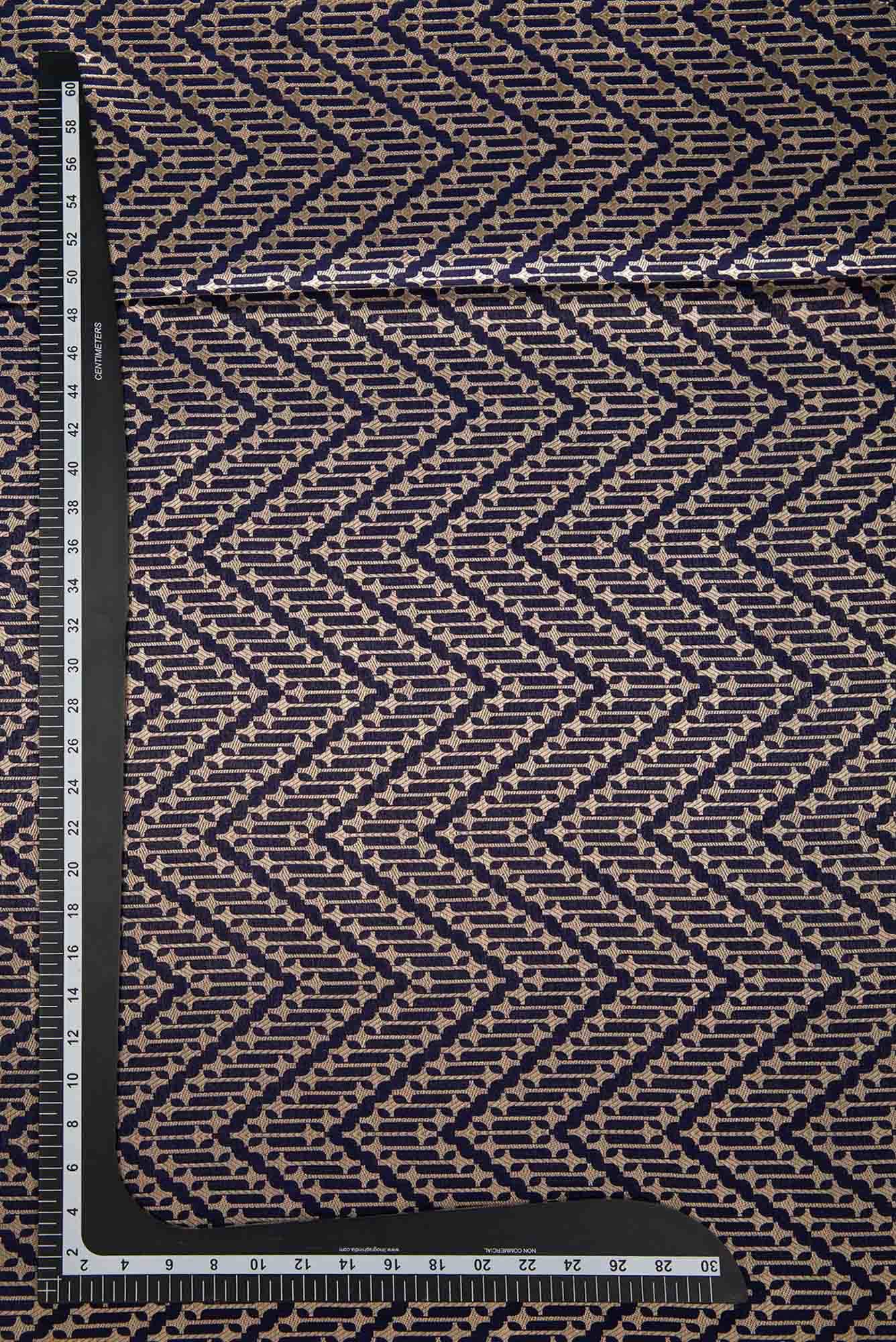 Navy Blue Banarasi Silk Dress Material