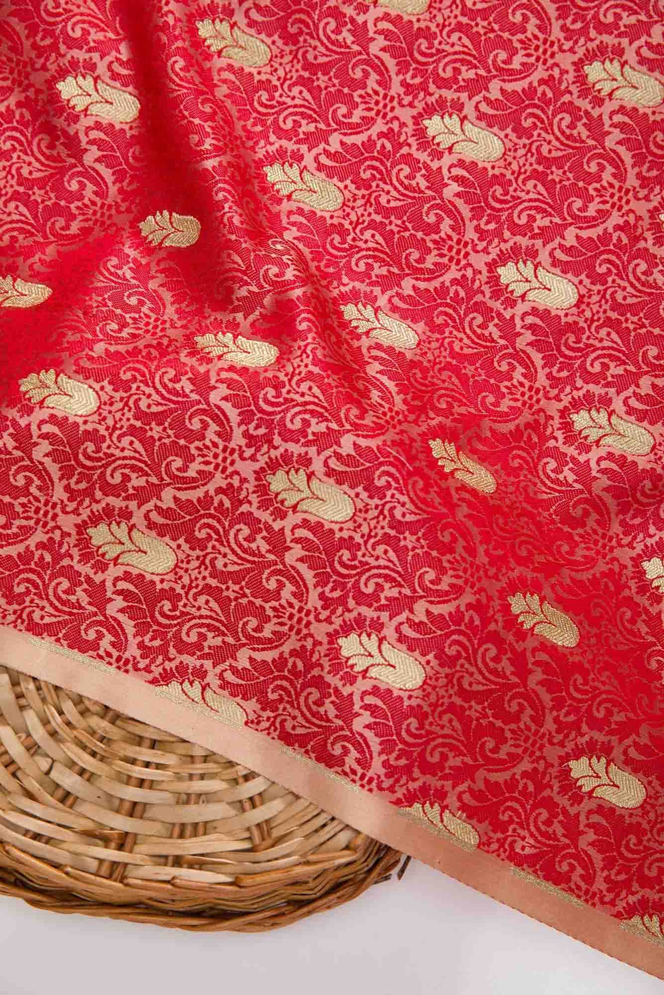 Pink Blended Banarasi Silk Dress Material