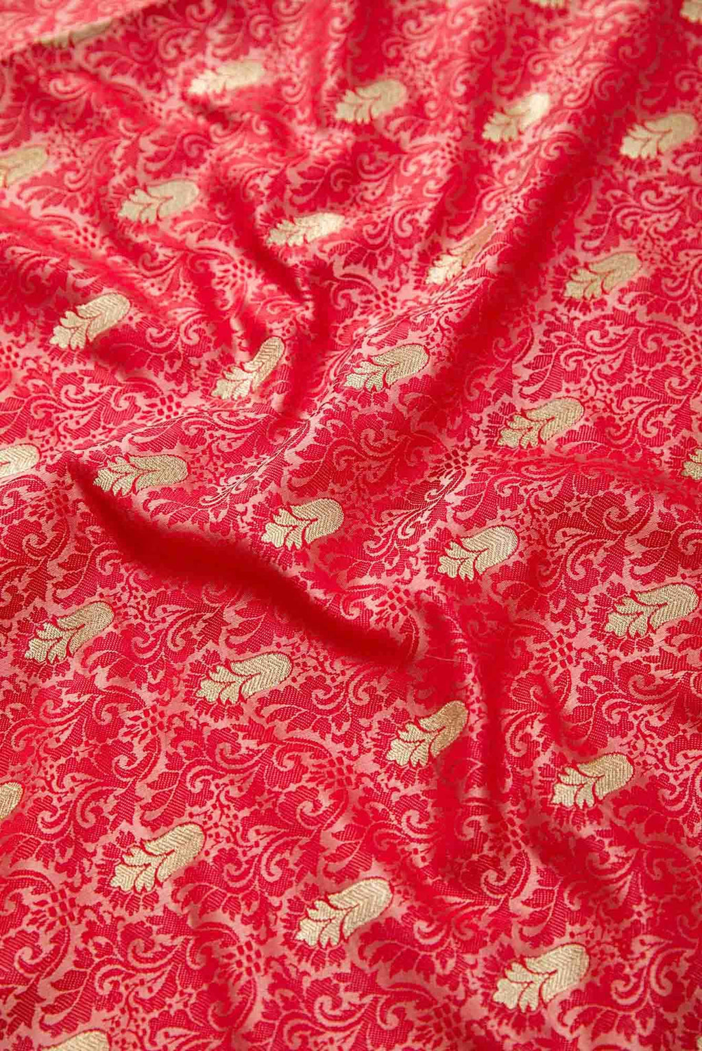 Pink Blended Banarasi Silk Dress Material