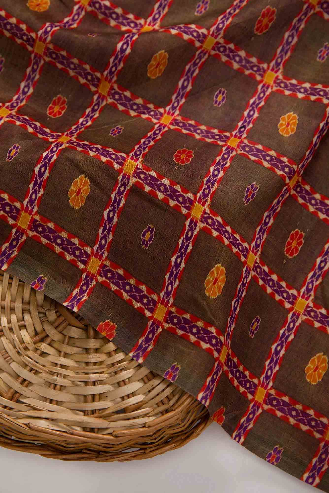 Mehandi Green Chanderi Silk Dress Material