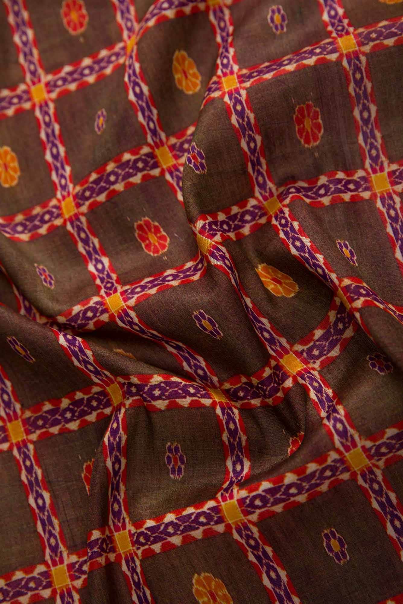 Mehandi Green Chanderi Silk Dress Material