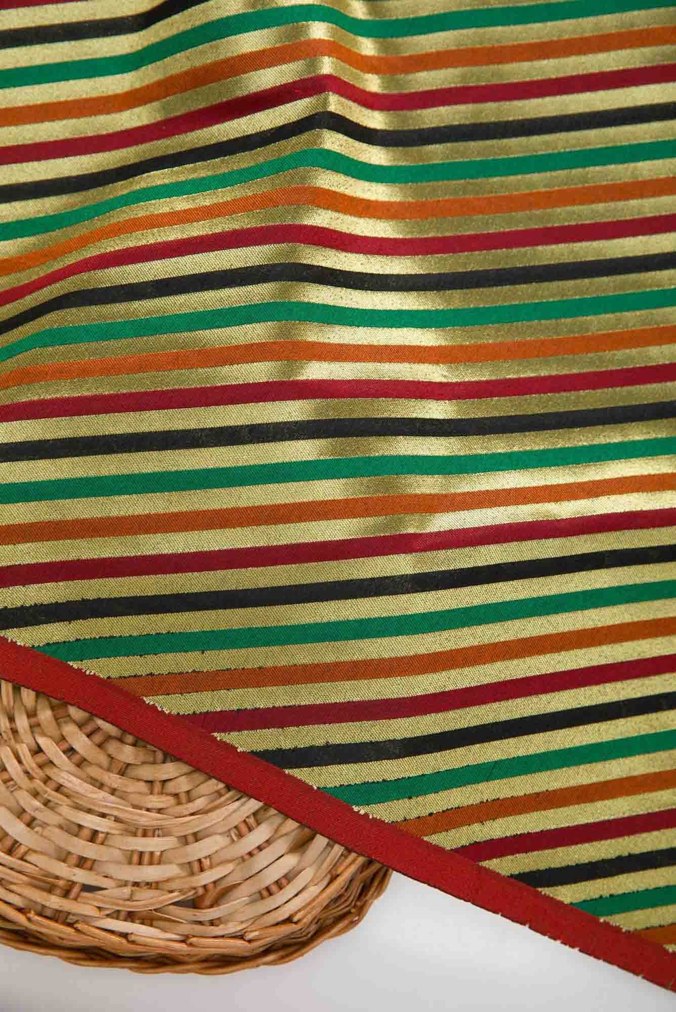 Maroon,Green and Black Blended Banarasi Silk Dress Material