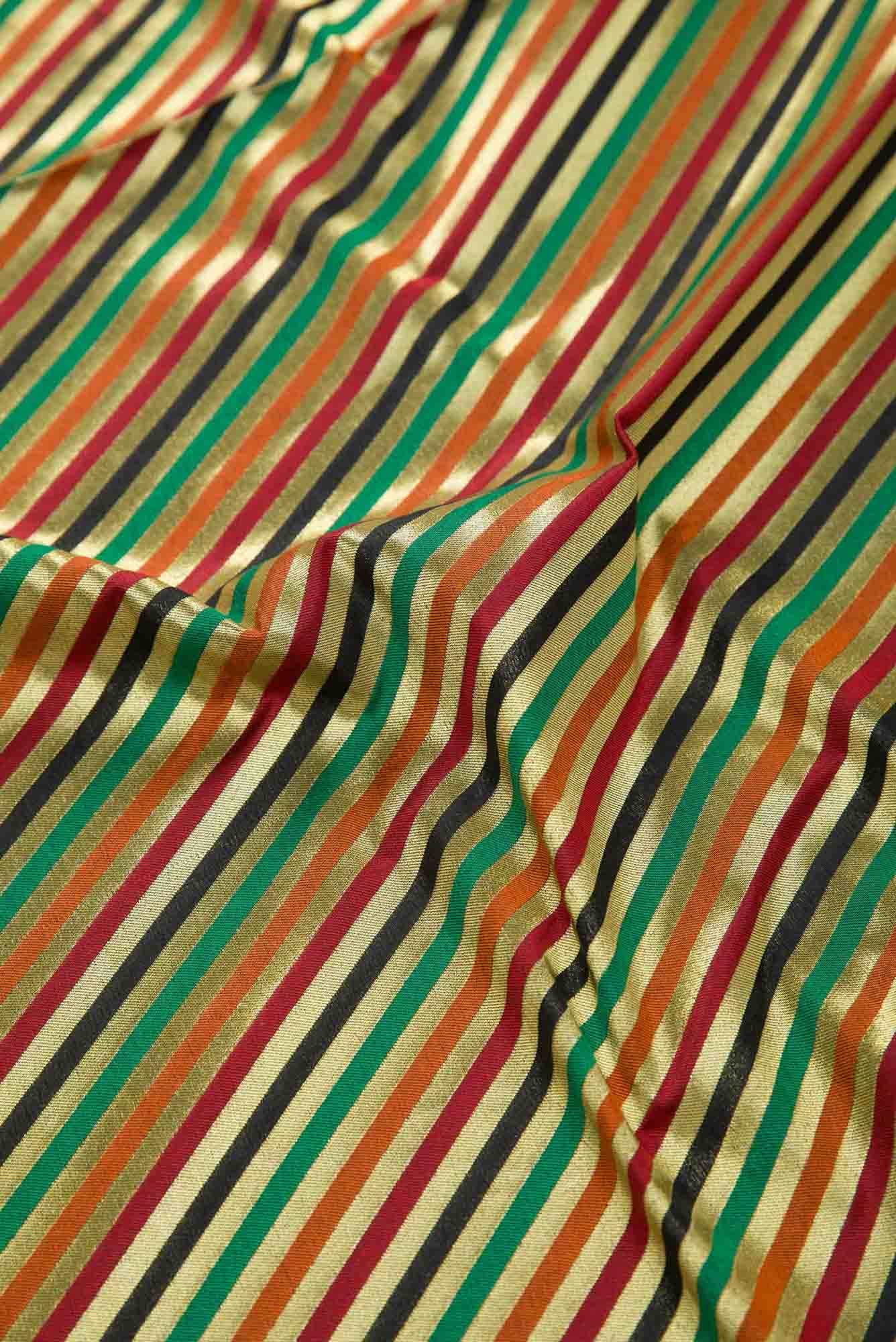 Maroon,Green and Black Blended Banarasi Silk Dress Material