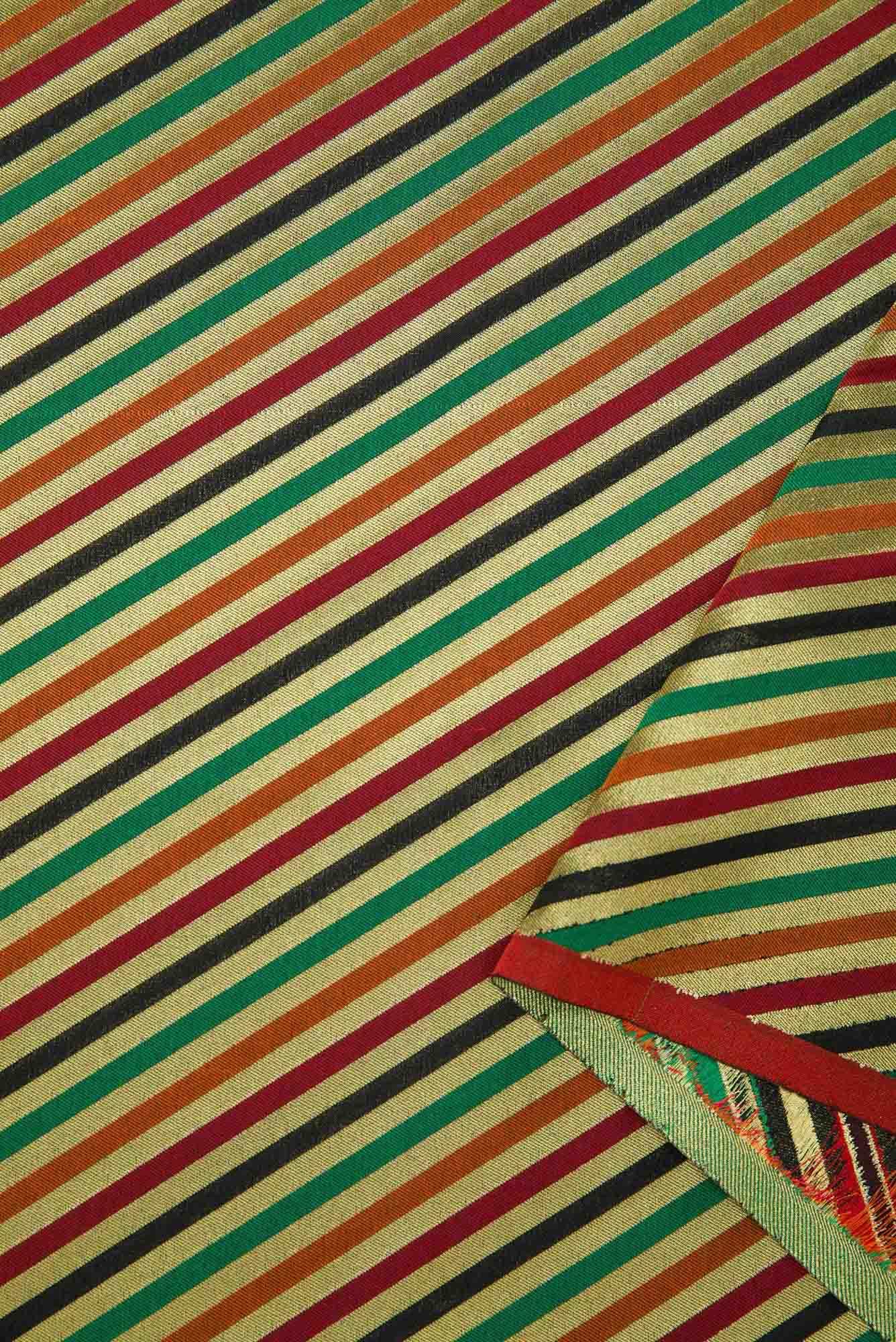 Maroon,Green and Black Blended Banarasi Silk Dress Material