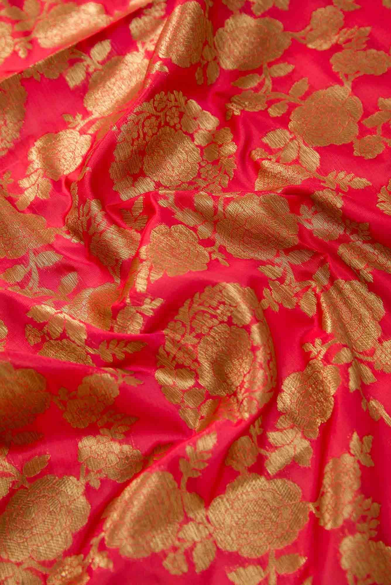 Red Blended Banarasi Silk Dress Material