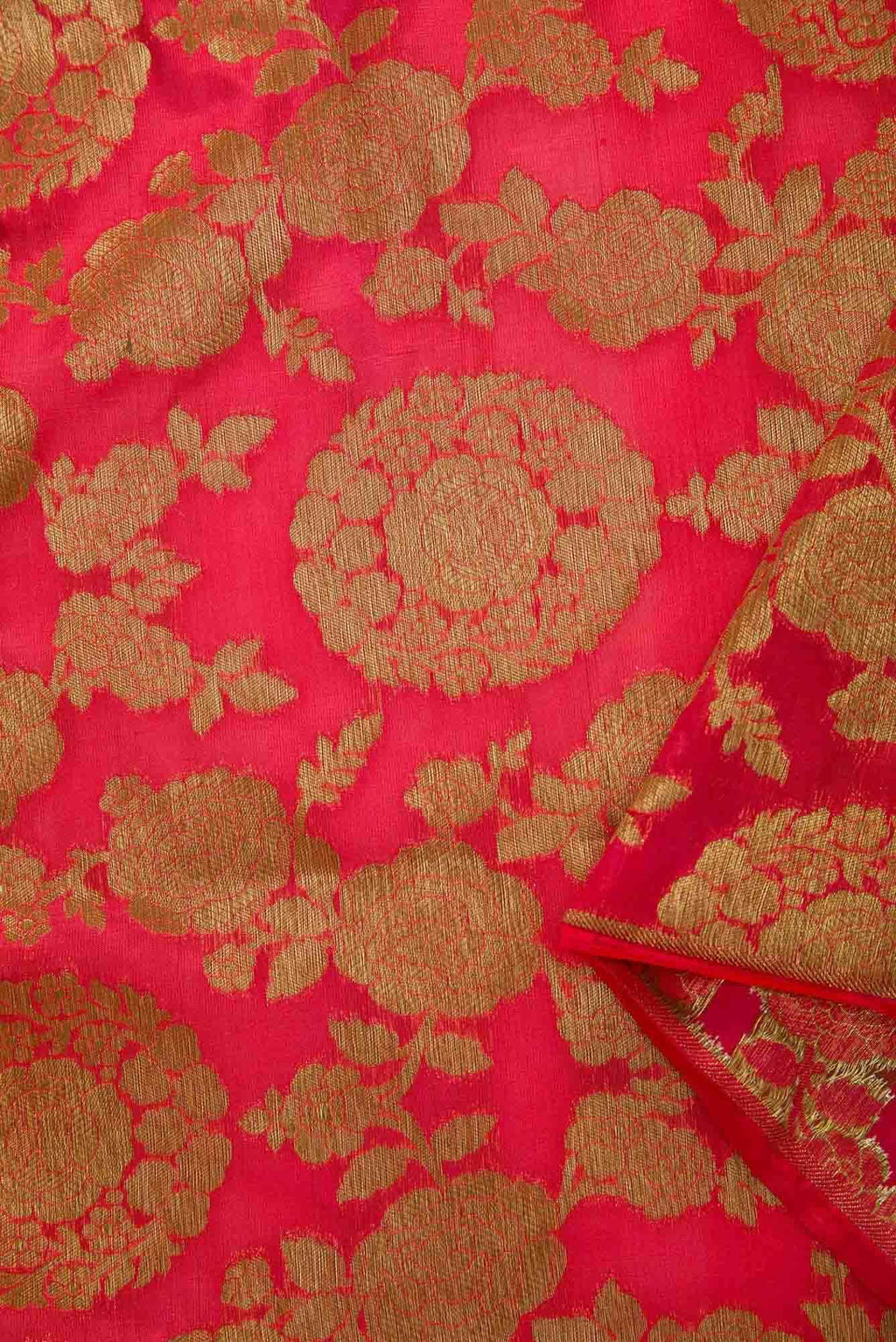 Red Blended Banarasi Silk Dress Material