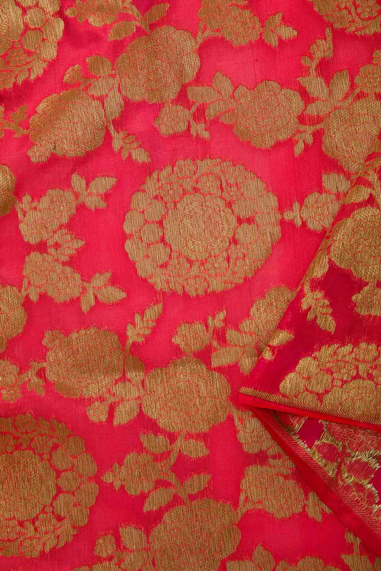 Red Blended Banarasi Silk Dress Material