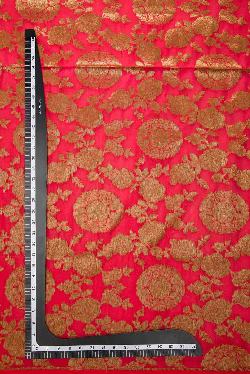 Red Blended Banarasi Silk Dress Material