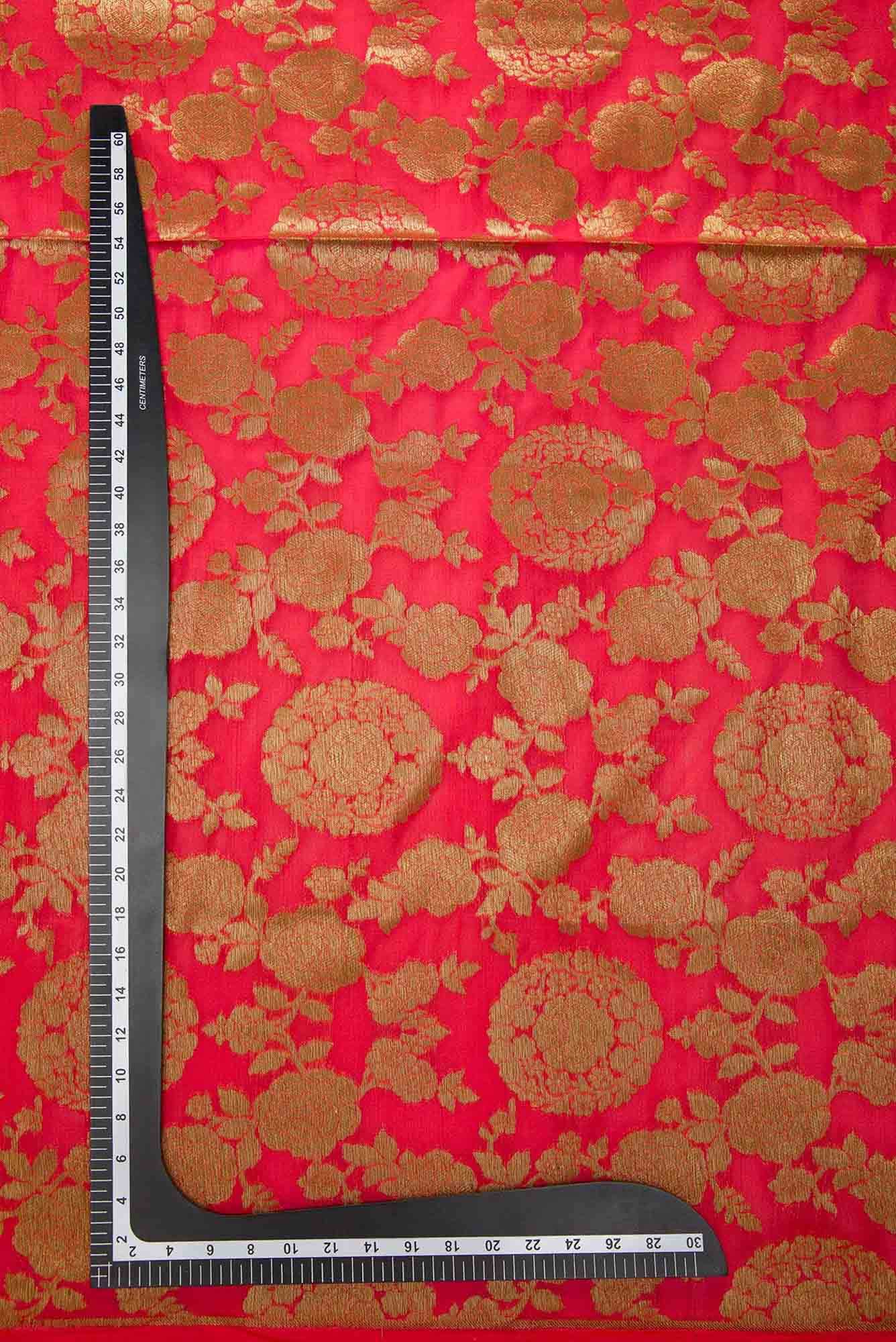 Red Blended Banarasi Silk Dress Material