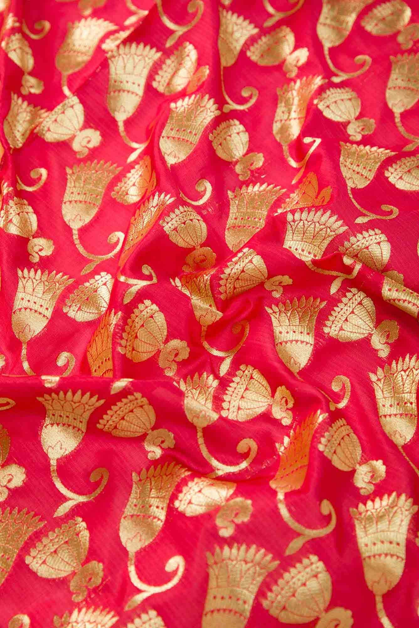 Red Blended Banarasi Silk Dress Material