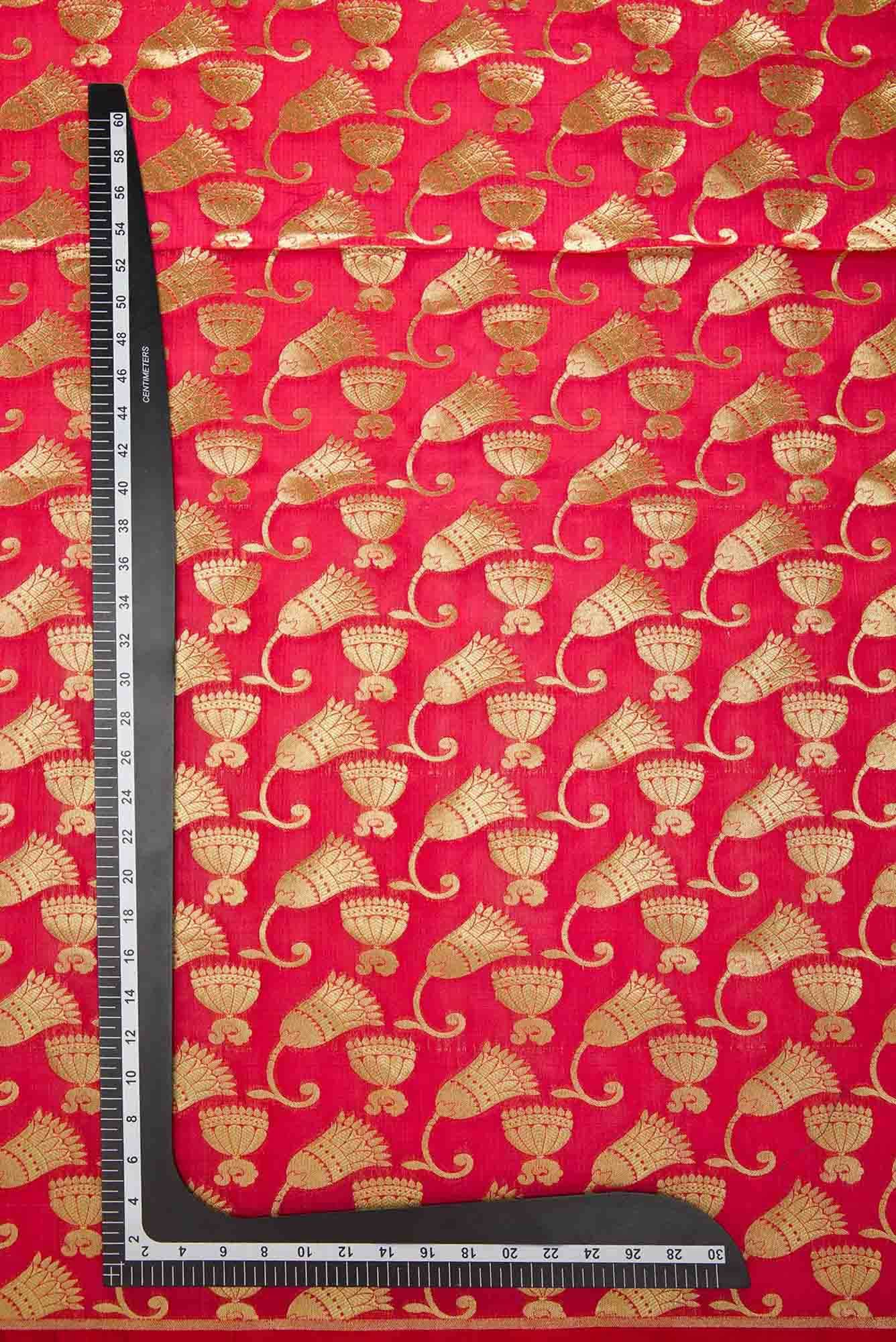 Red Blended Banarasi Silk Dress Material