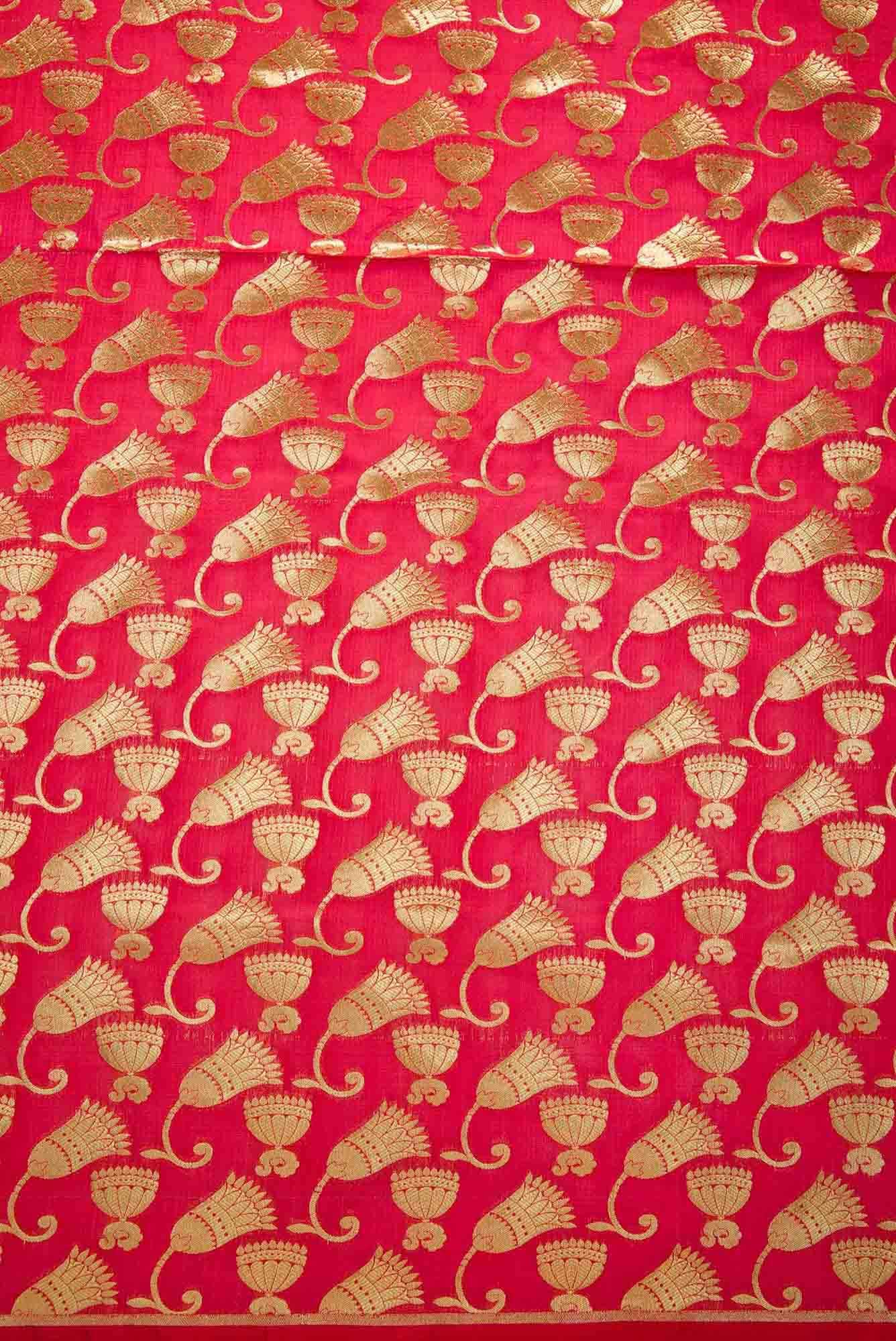 Red Blended Banarasi Silk Dress Material