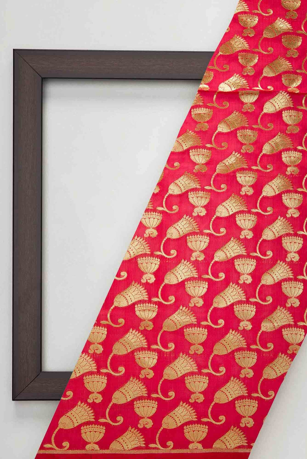 Red Blended Banarasi Silk Dress Material