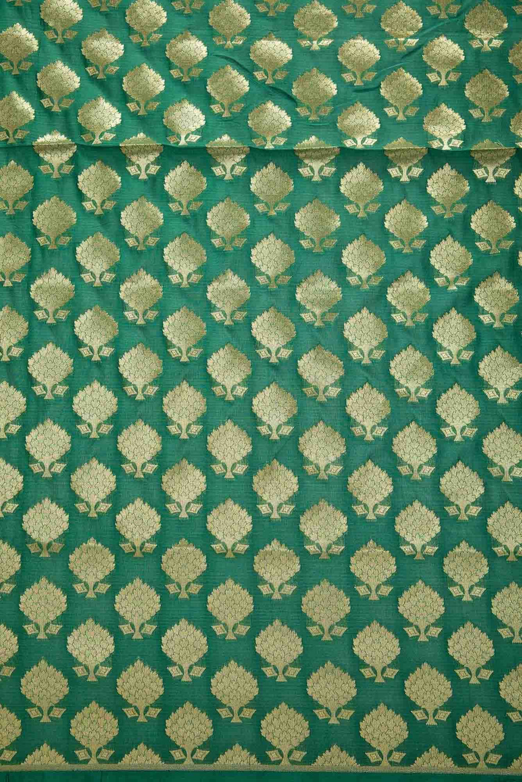 Green Blended Banarasi Silk Dress Material