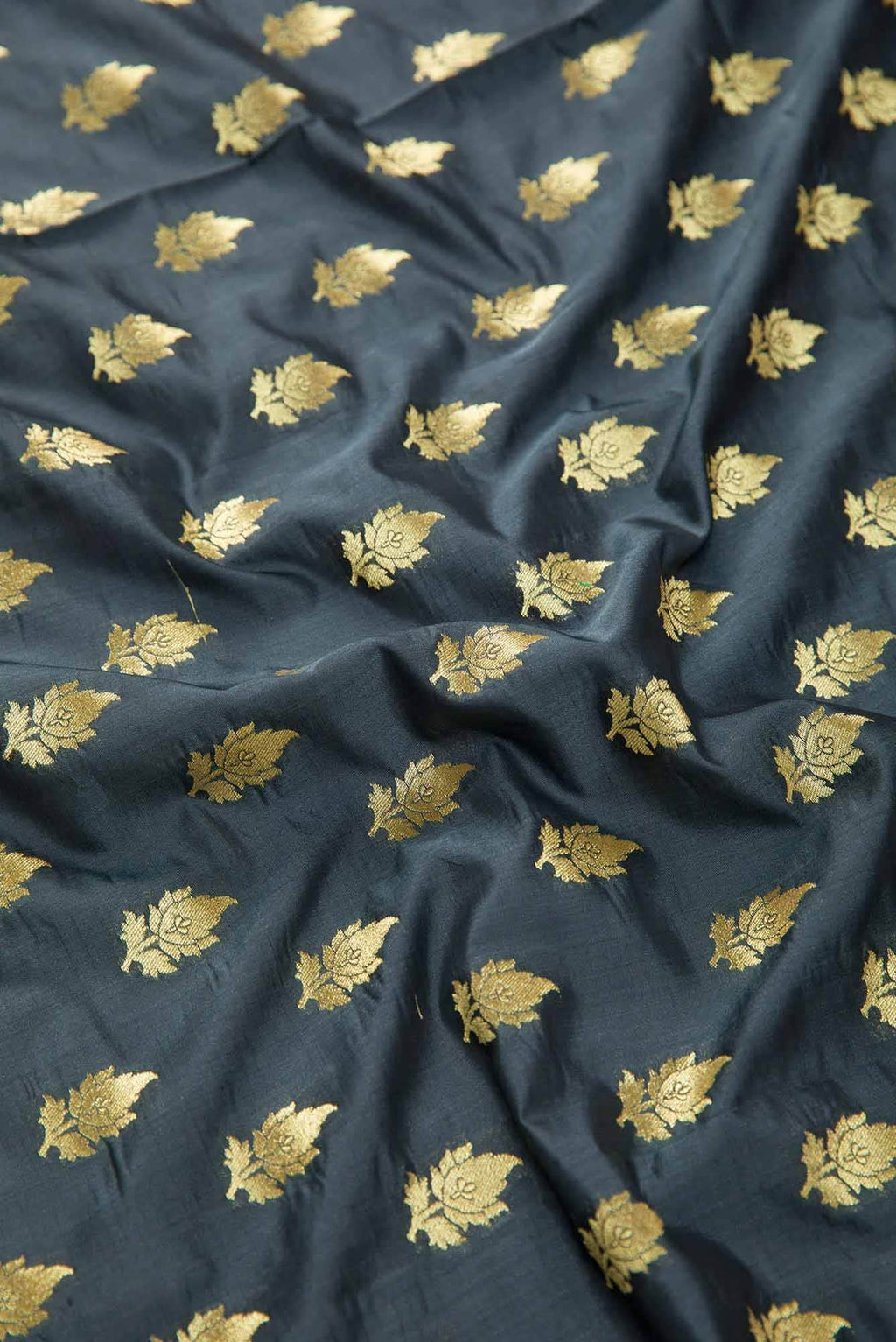 Grey Blended Banarasi Silk Dress Material