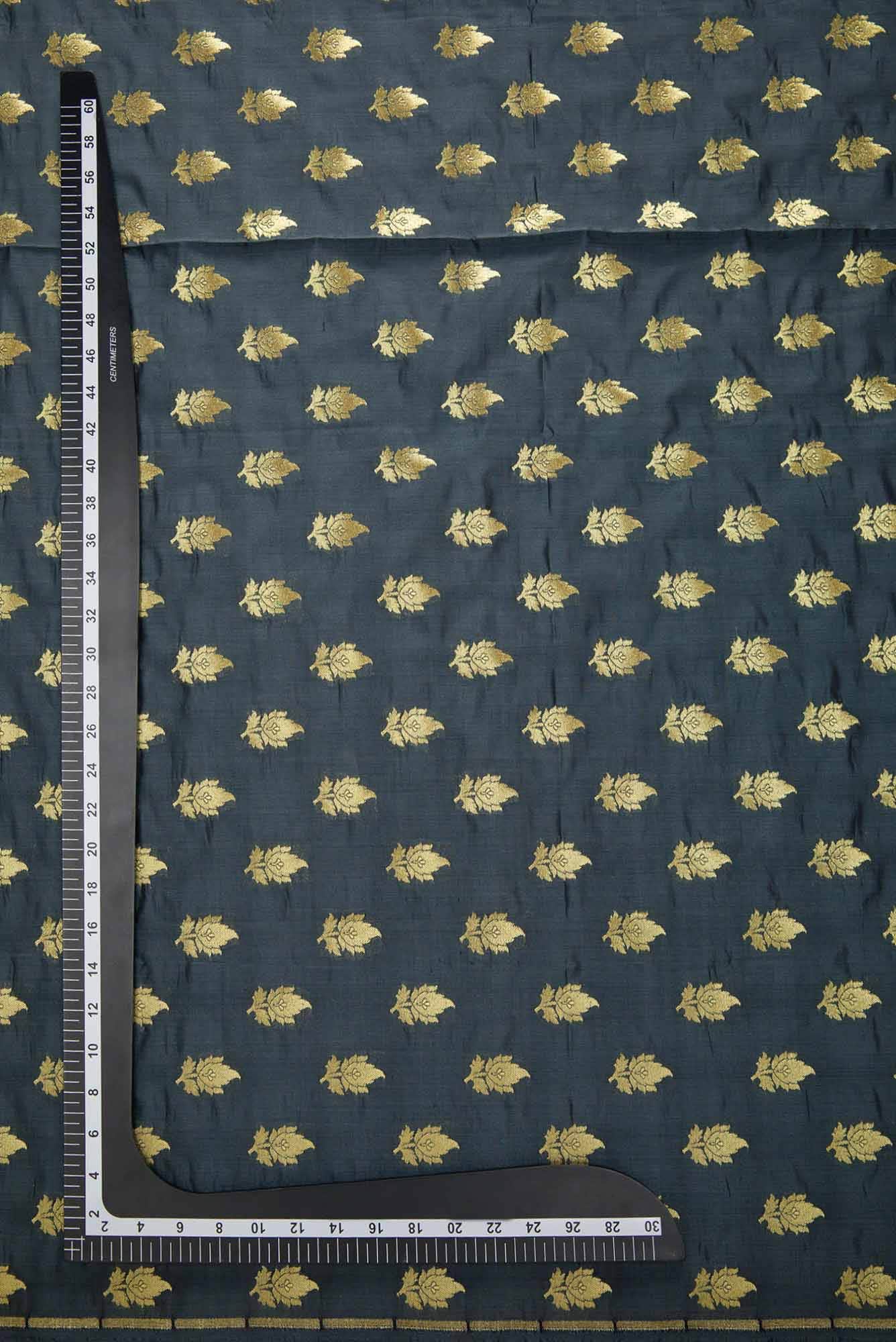 Grey Blended Banarasi Silk Dress Material