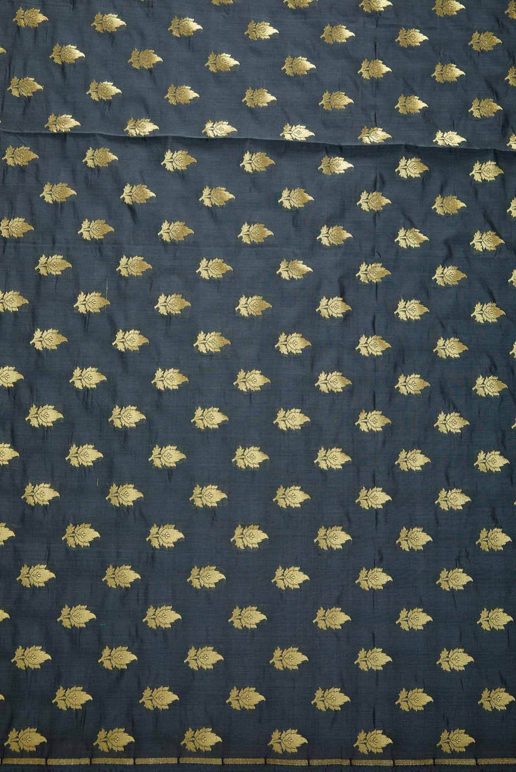 Grey Blended Banarasi Silk Dress Material
